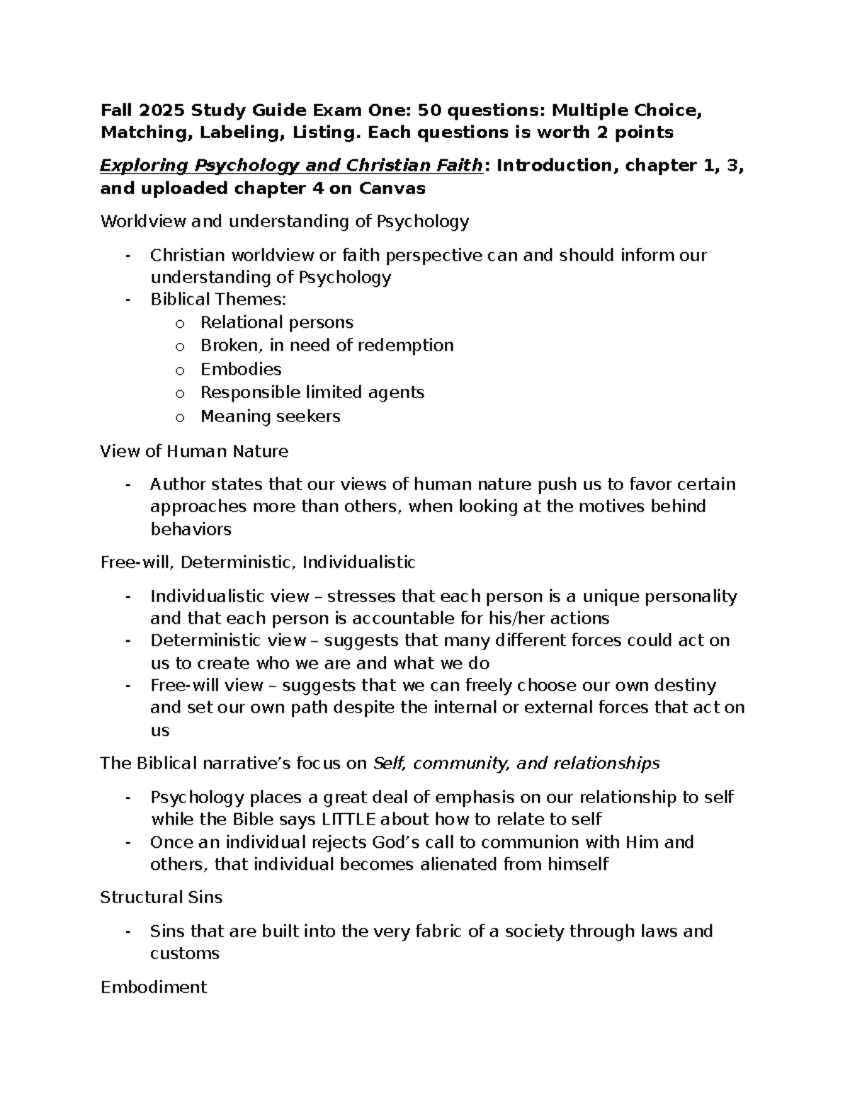 Final Exam Study Guide for PSY-101: Key Concepts & Theories - Studocu