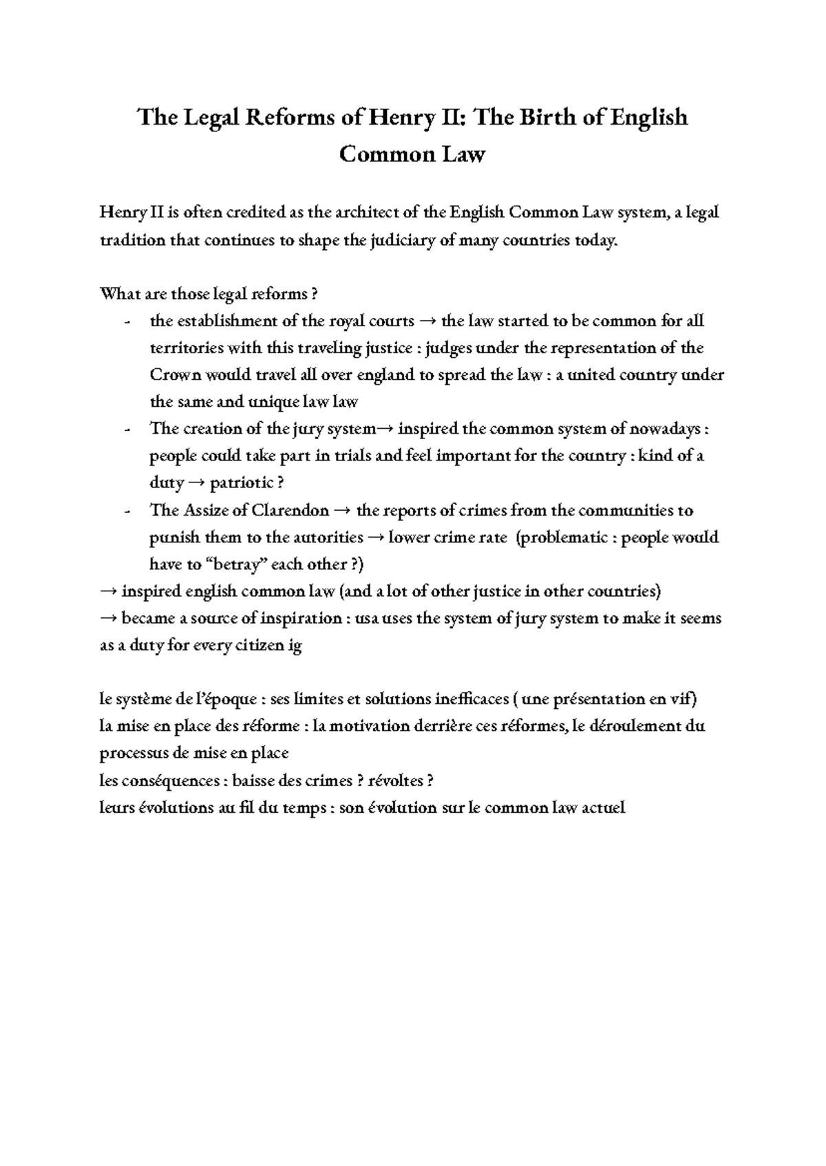 Common LAW - zebi - The Legal Reforms of Henry II: The Birth of English ...