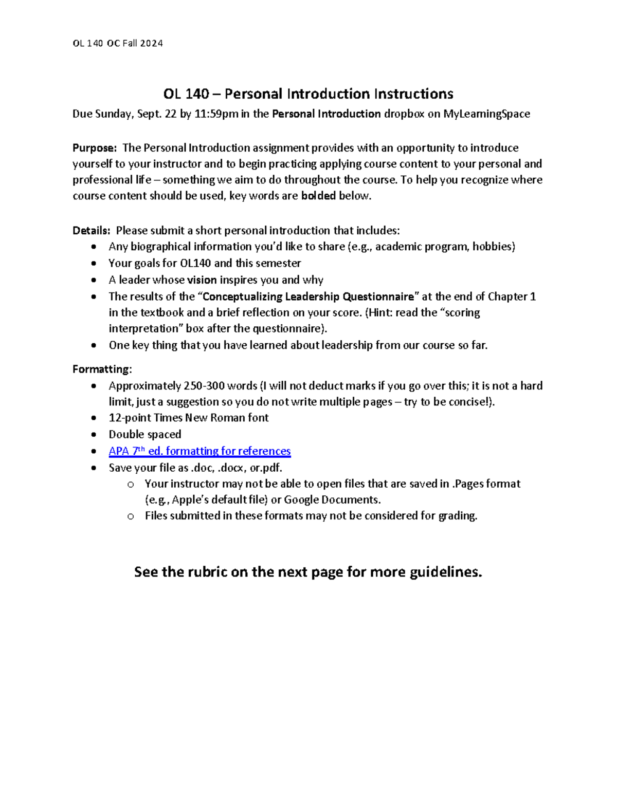 Personal Introduction Instructions - 2 2 by 11:59pm in the Personal ...