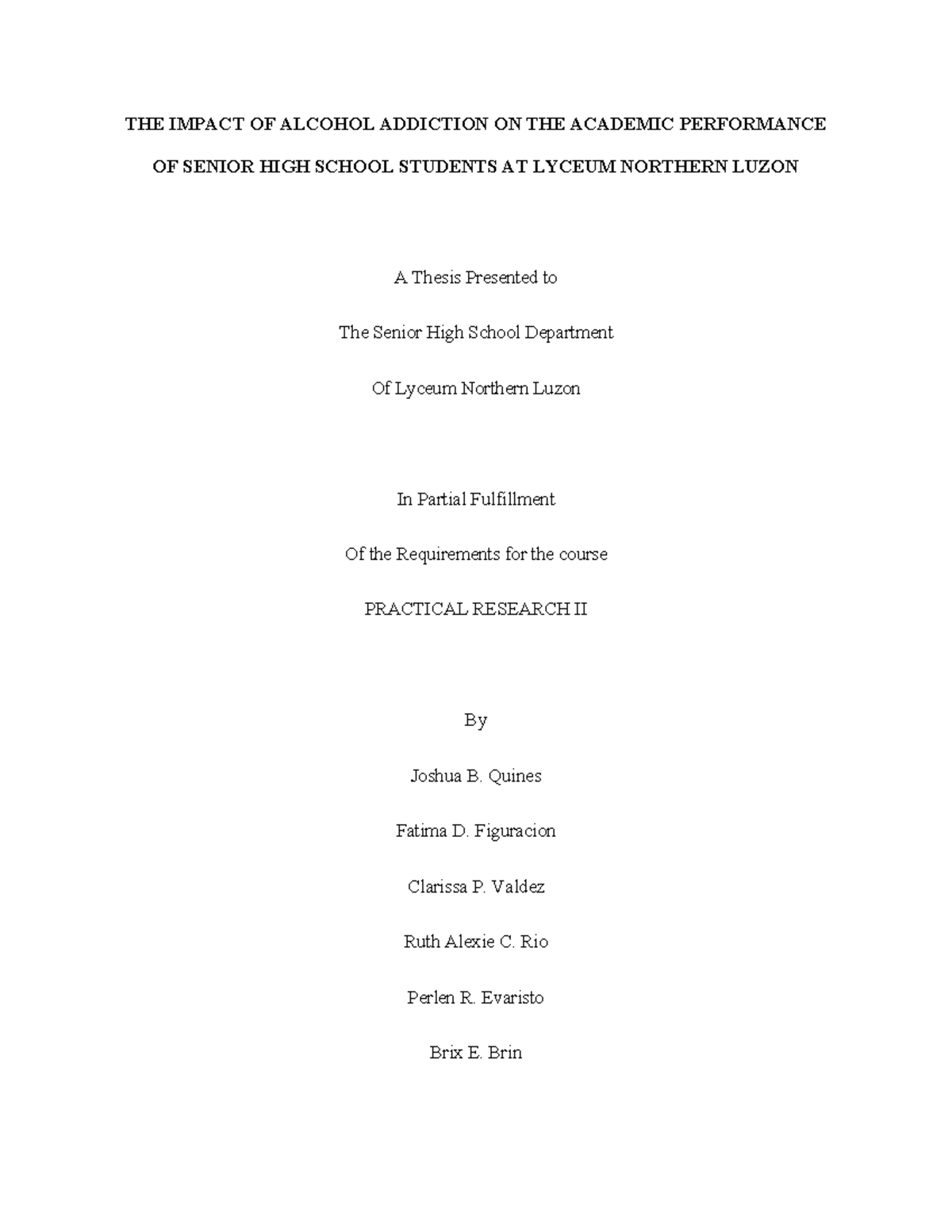 Research-II - THE IMPACT OF ALCOHOL ADDICTION ON THE ACADEMIC ...