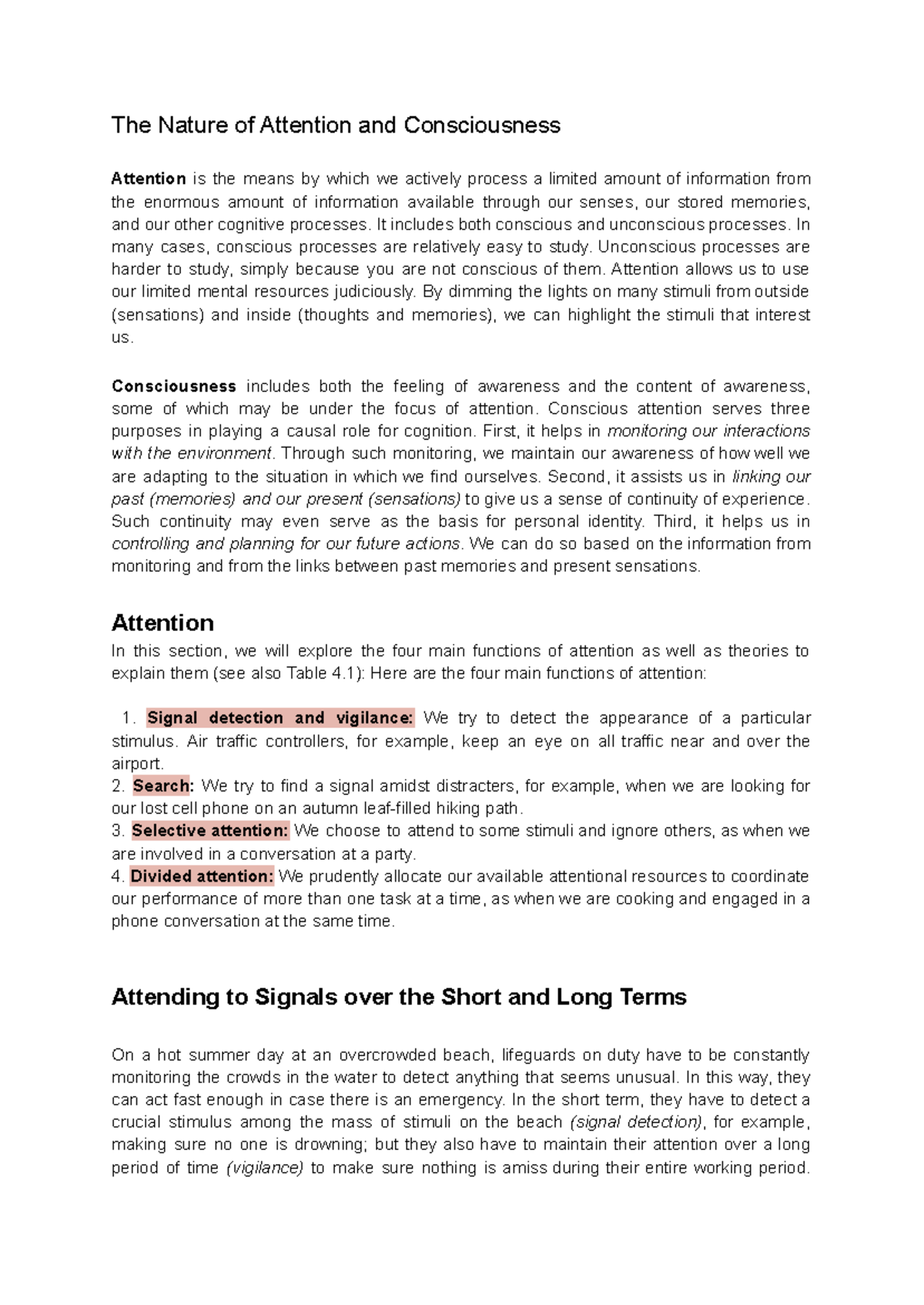 Chapter 4: Attention and Consciousness - Understanding Cognitive ...