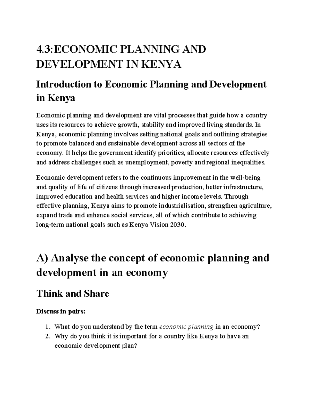 4.4: Economic Planning and Development in Kenya - A Comprehensive ...
