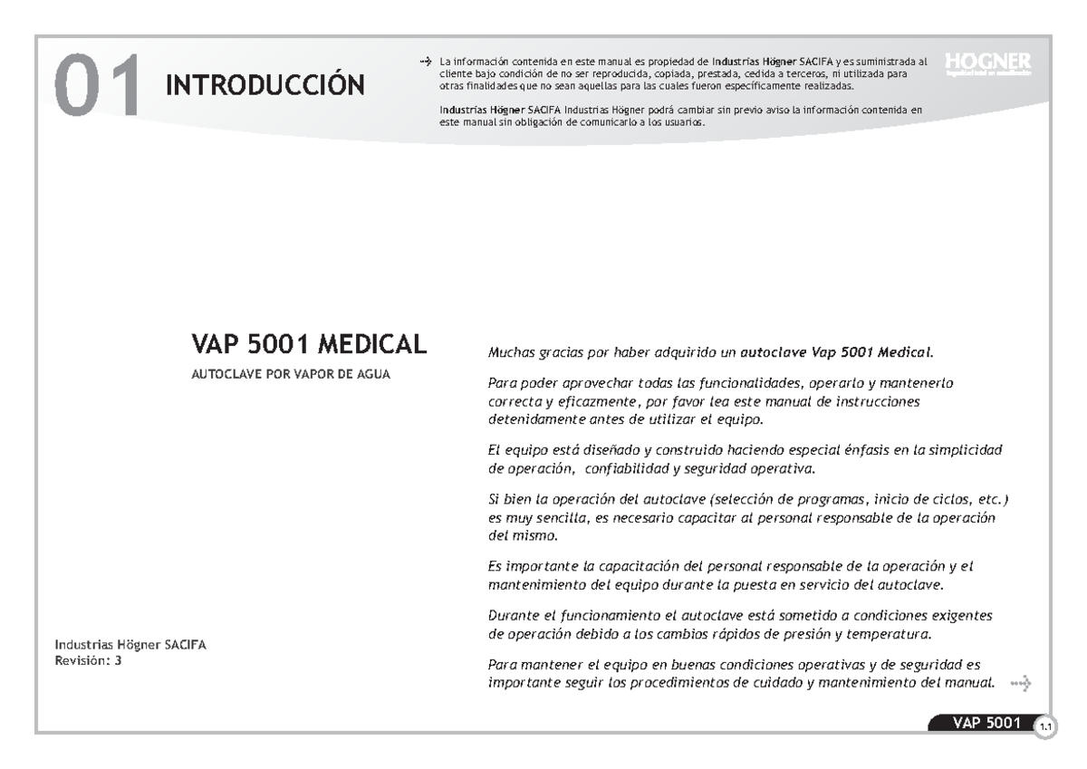 Hogner VAP5001 - Final Exam Manual de Servicio y Operación - Studocu