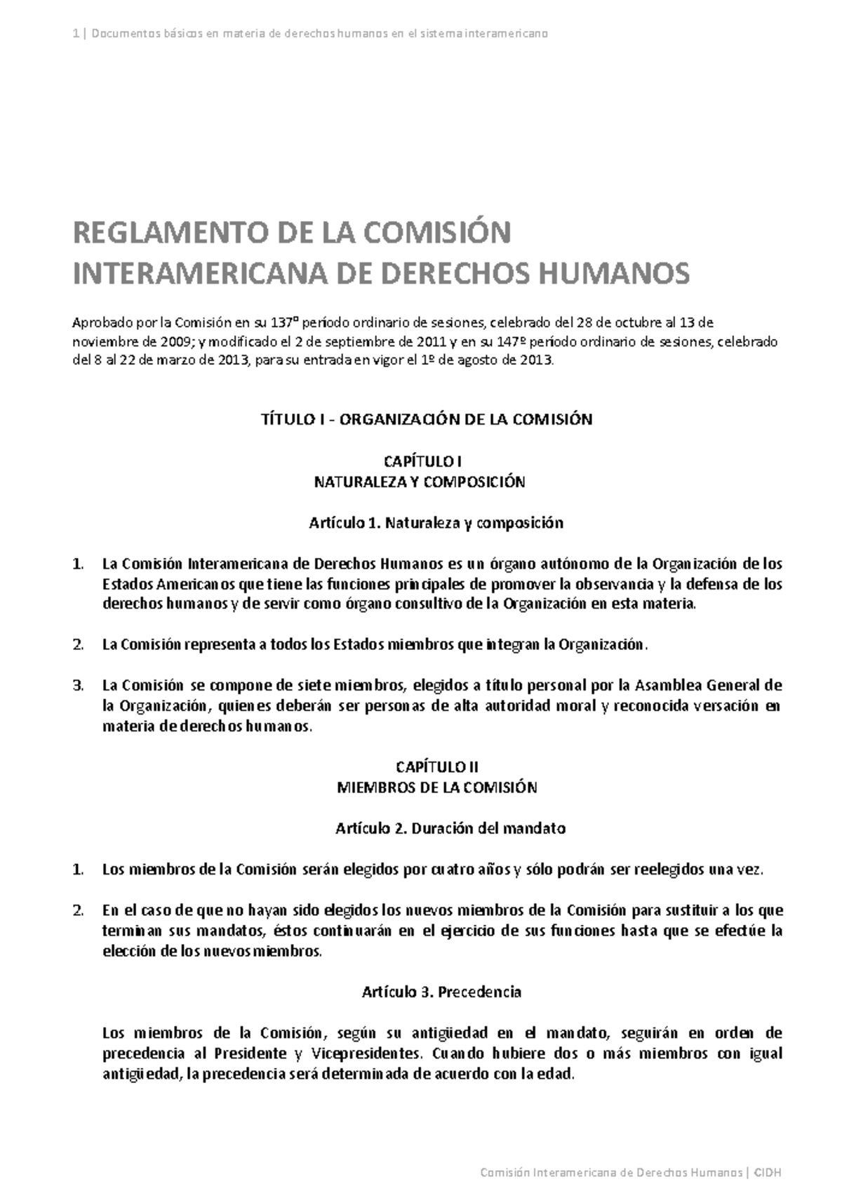 Reglamento de la Comisión Interamericana de Derechos Humanos - CIDH ...
