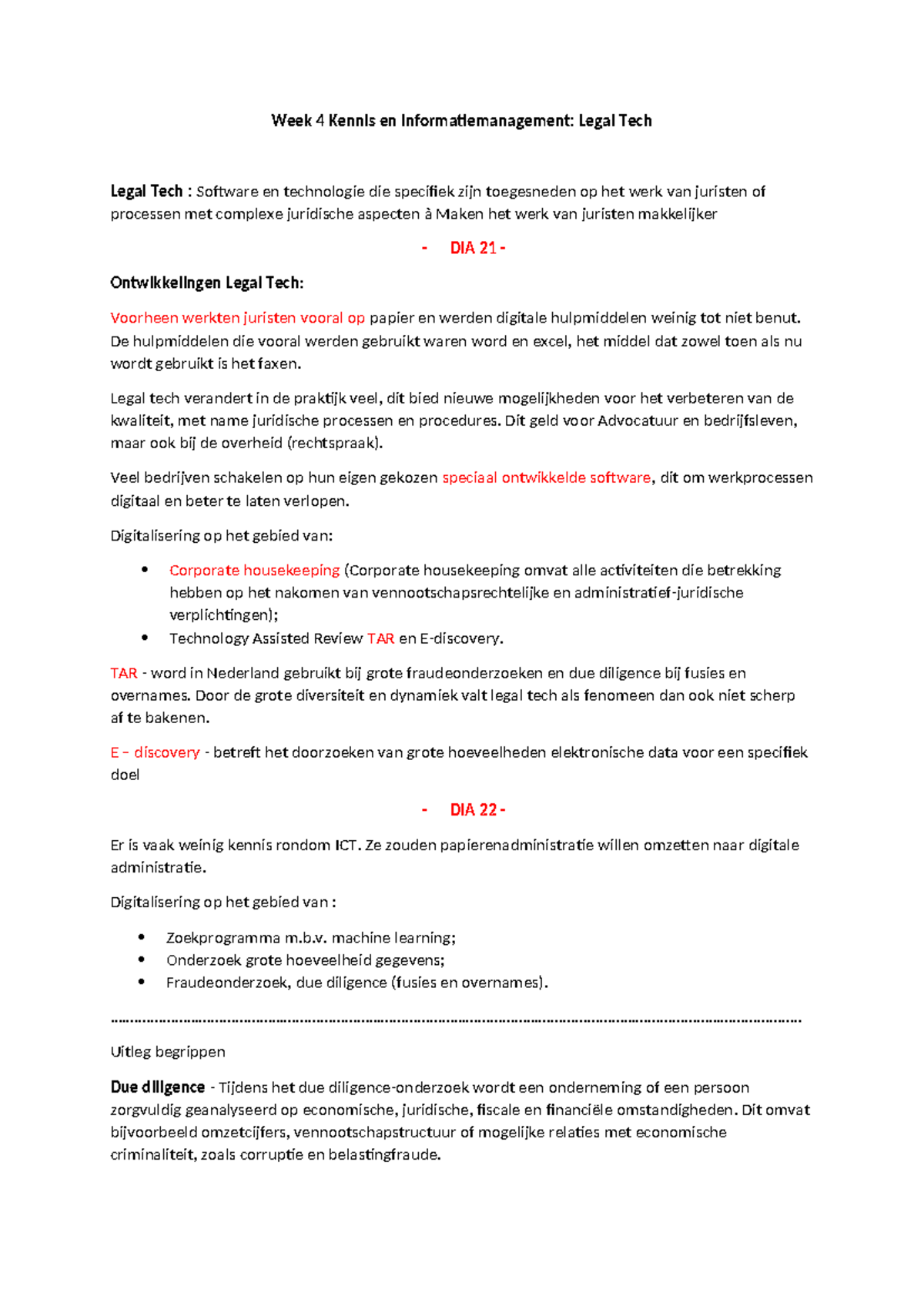Week 4 Kennis en Informatiemanagement: Ontwikkelingen in Legal Tech -  Studeersnel