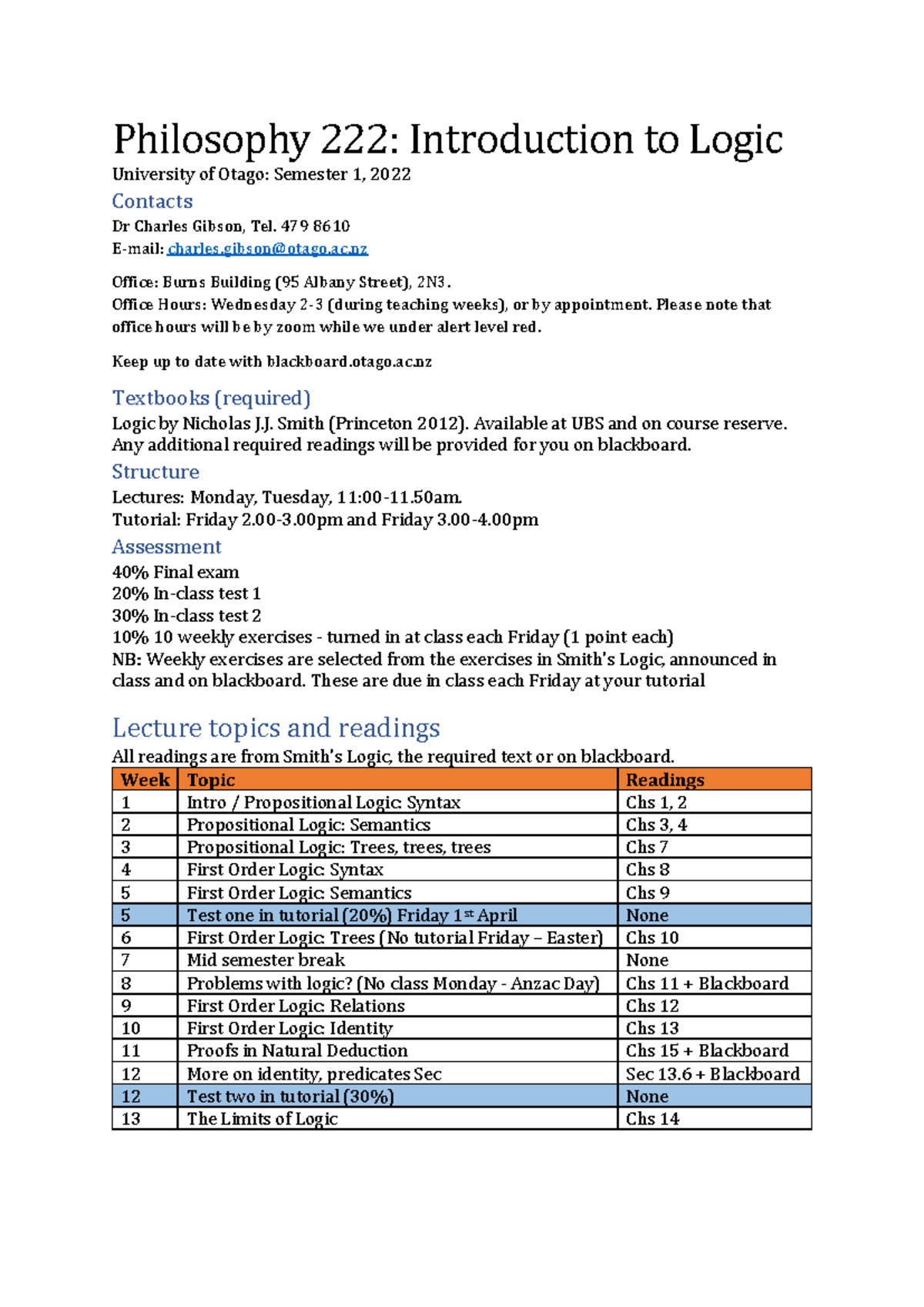 PHIL222 Course Outline: Intro to Logic - Semester 1, 2022 - Studocu