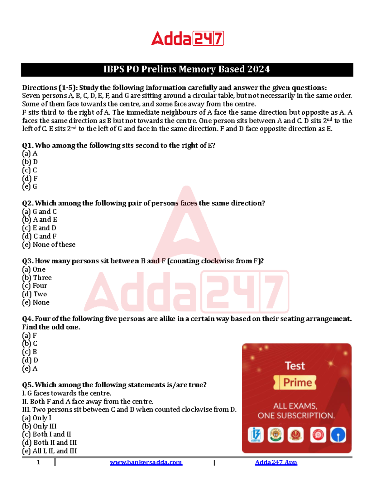 IBPS PO Prelims Memory Based 2024: Comprehensive Study Guide - Studocu