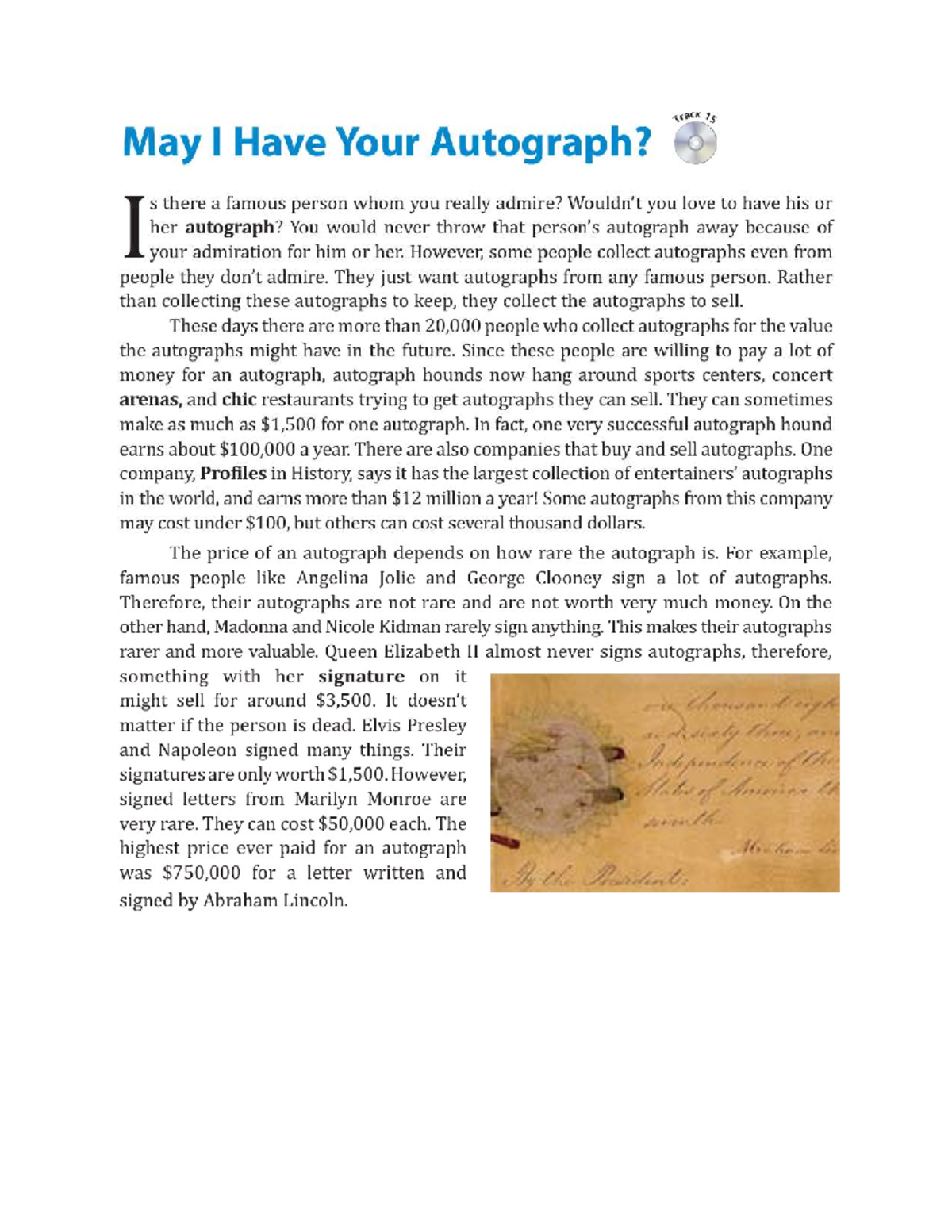 Track 15: The Value of Autographs and Celebrity Signatures - Studocu