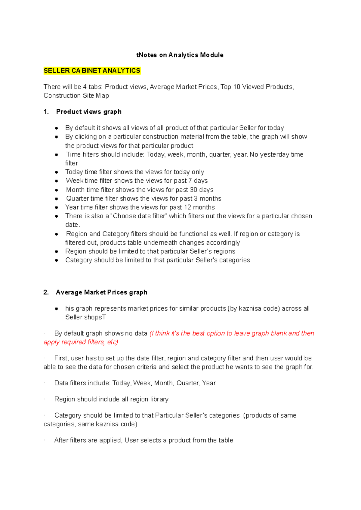 Analytics Module Notes for Seller, Buyer & Admin Cabinets - Studocu
