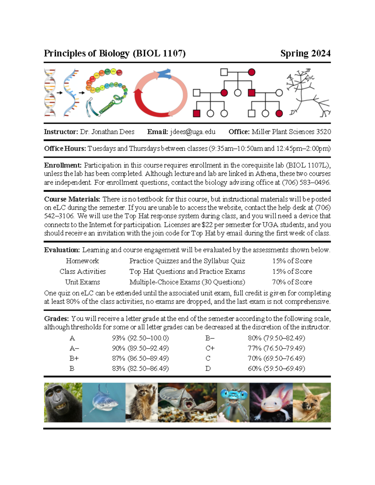 BIOL 1107 Spring 2024 Course Syllabus and Evaluation Overview - Studocu