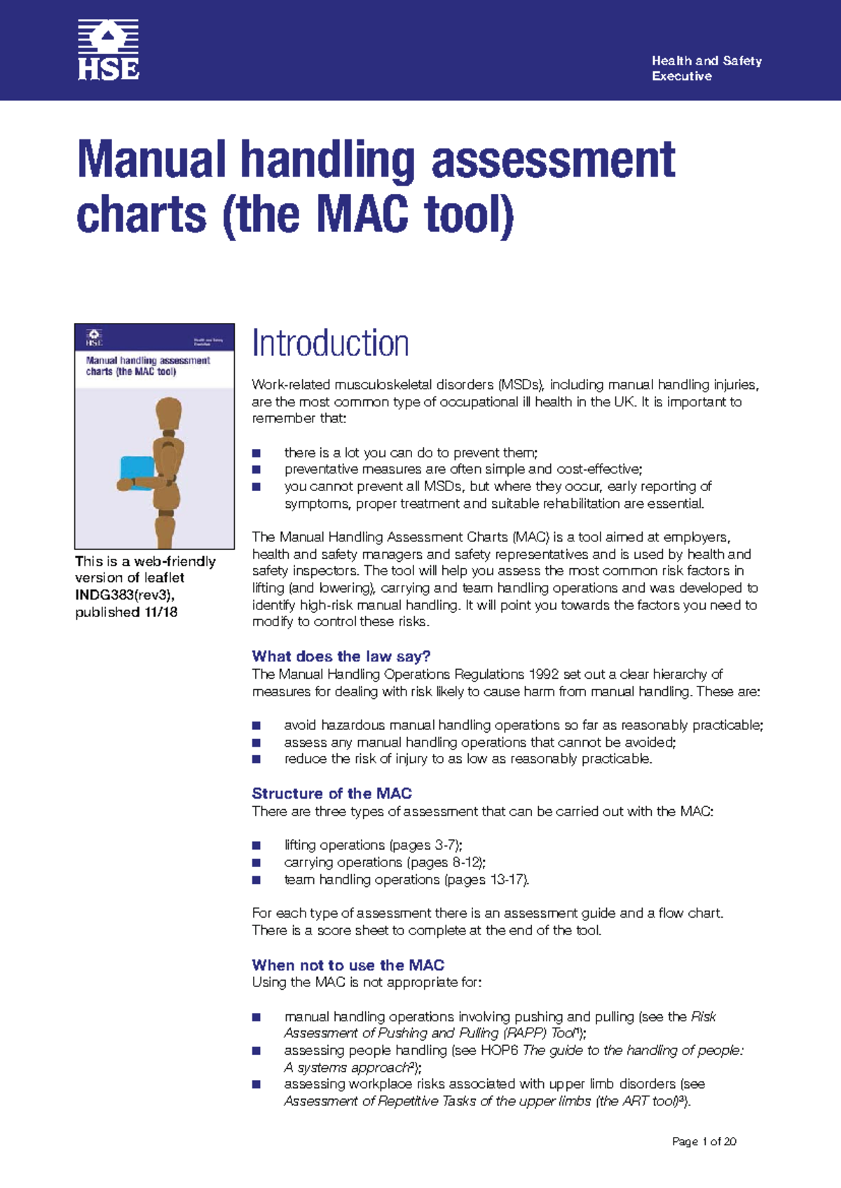 Manual Handling Assessment Charts (MAC Tool) - A Comprehensive Guide ...