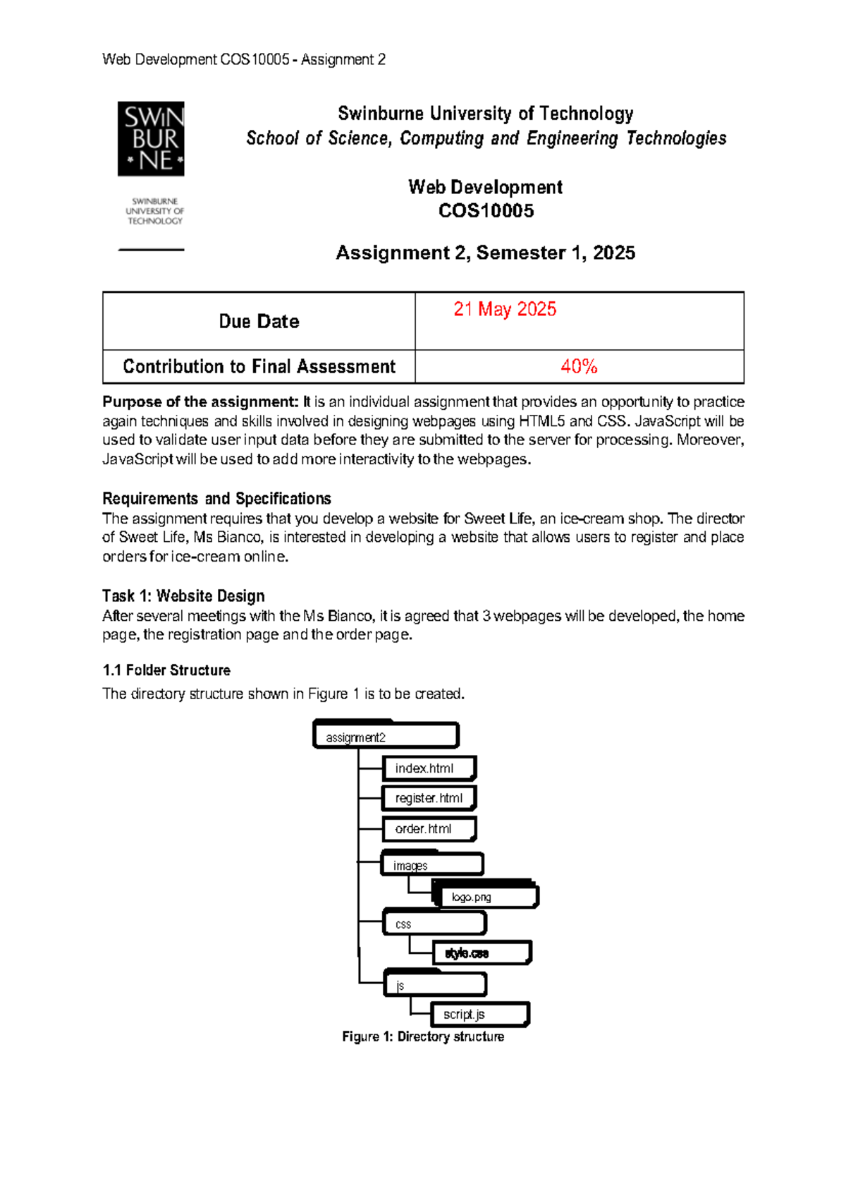 WD Assignment 1 2025S1 - goodluck - assignment index register order ...