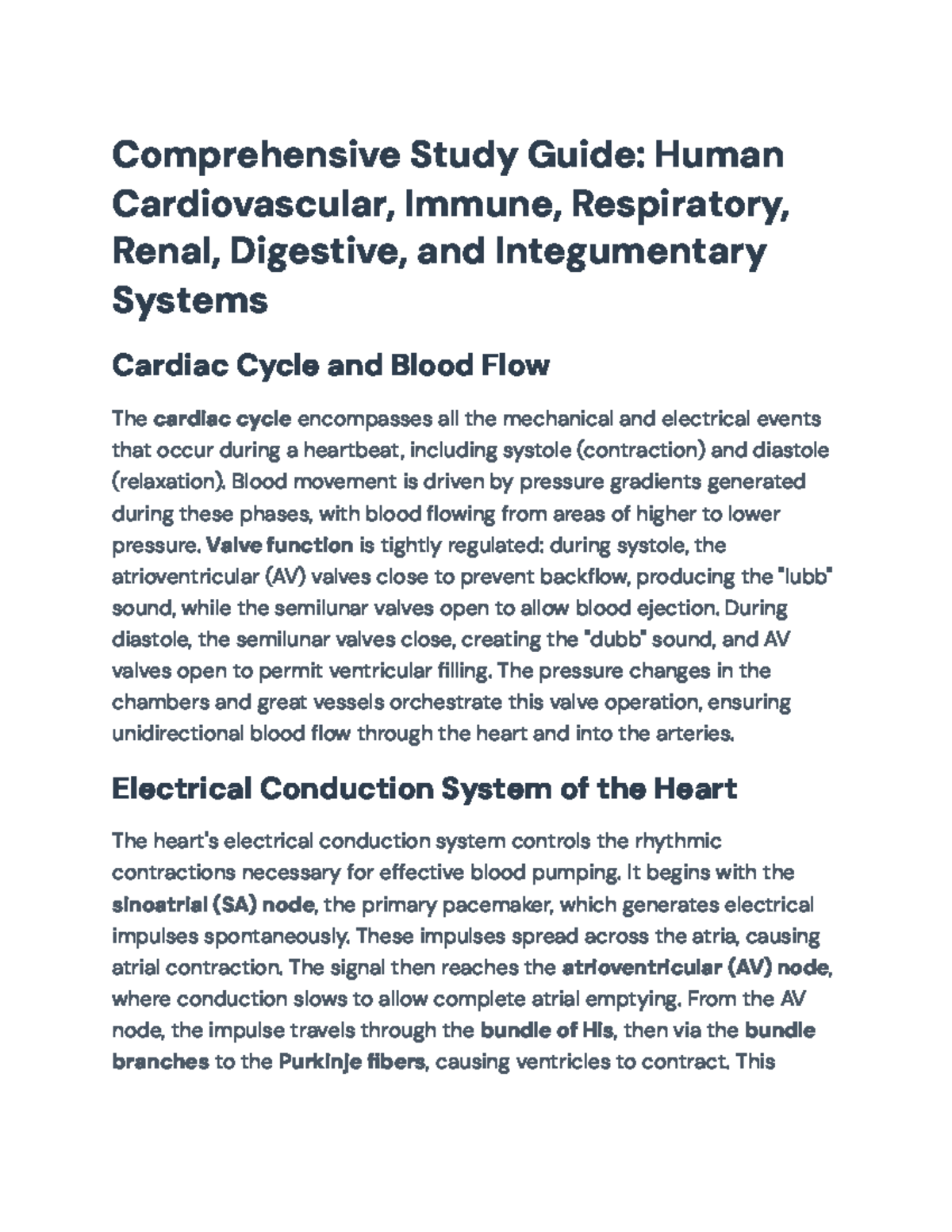 Comprehensive Study Guide for Human Body Systems: Final Exam Prep (BIO ...