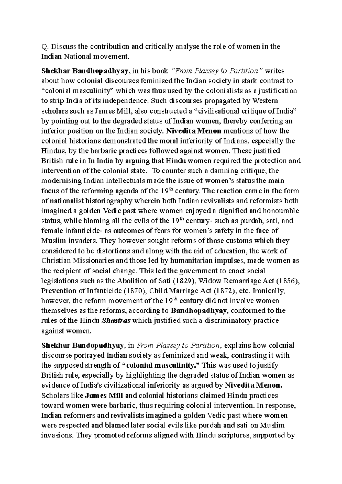 The Role of Women in the Indian National Movement: A Critical Analysis ...