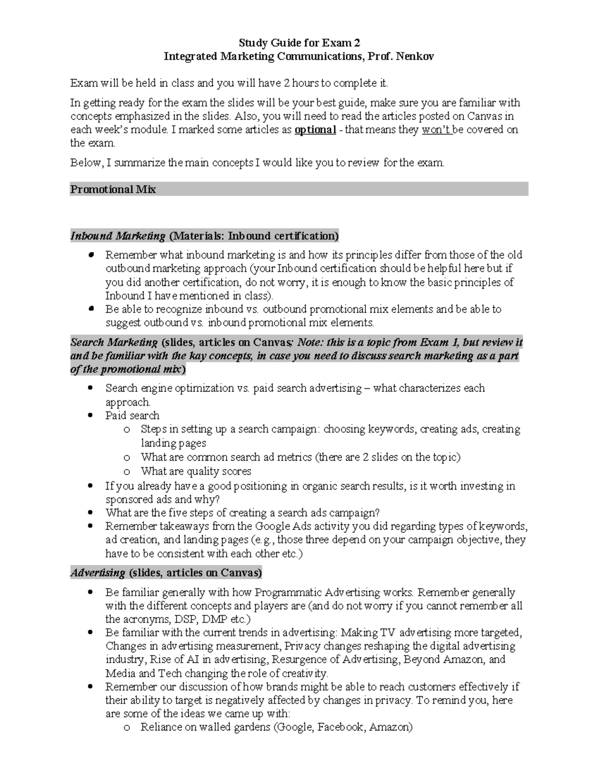 Integrated Marketing Communications Exam 2 Study Guide - Studocu