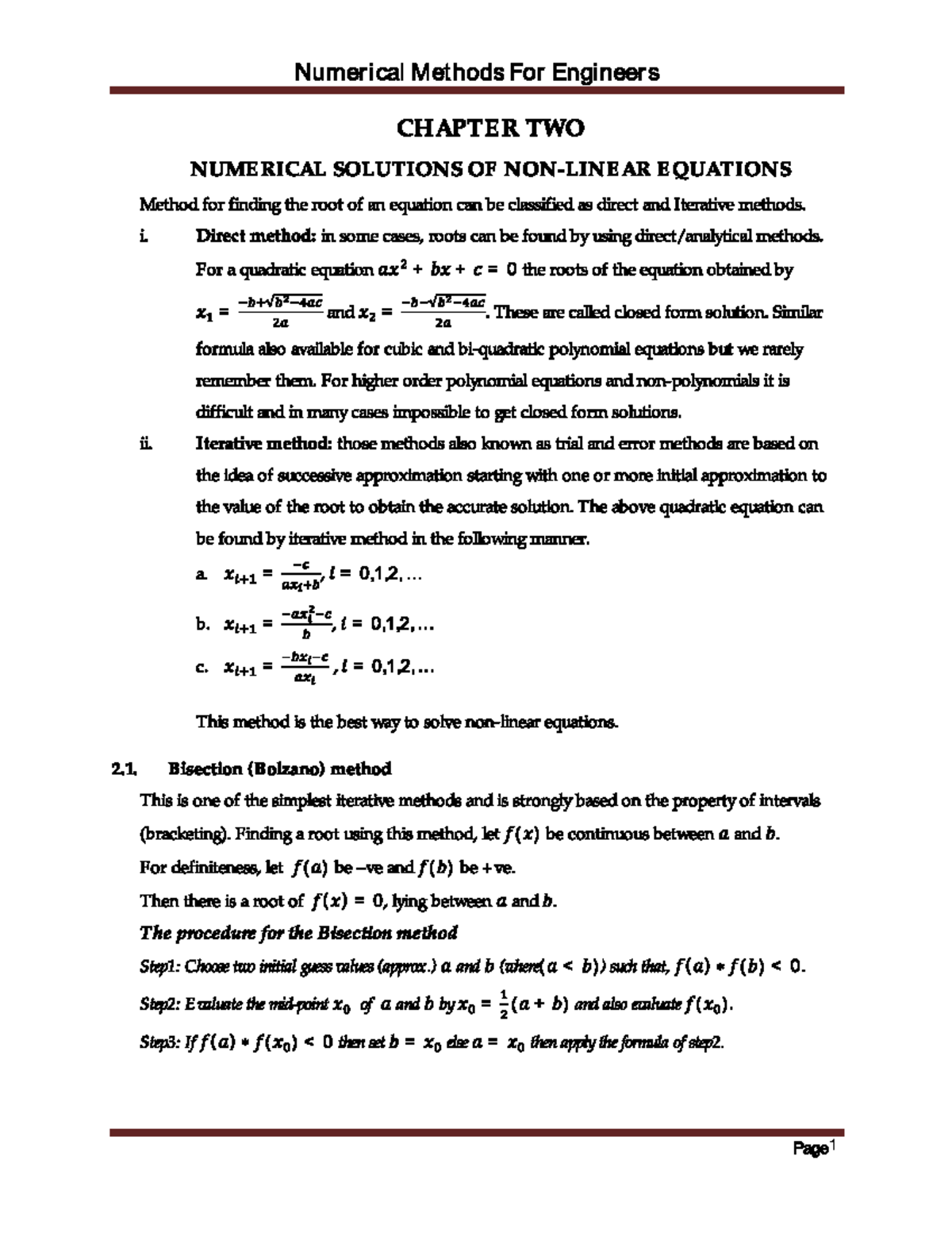 Numerical Methods for Engineers: Chapter 2 - Numerical Solutions of ...