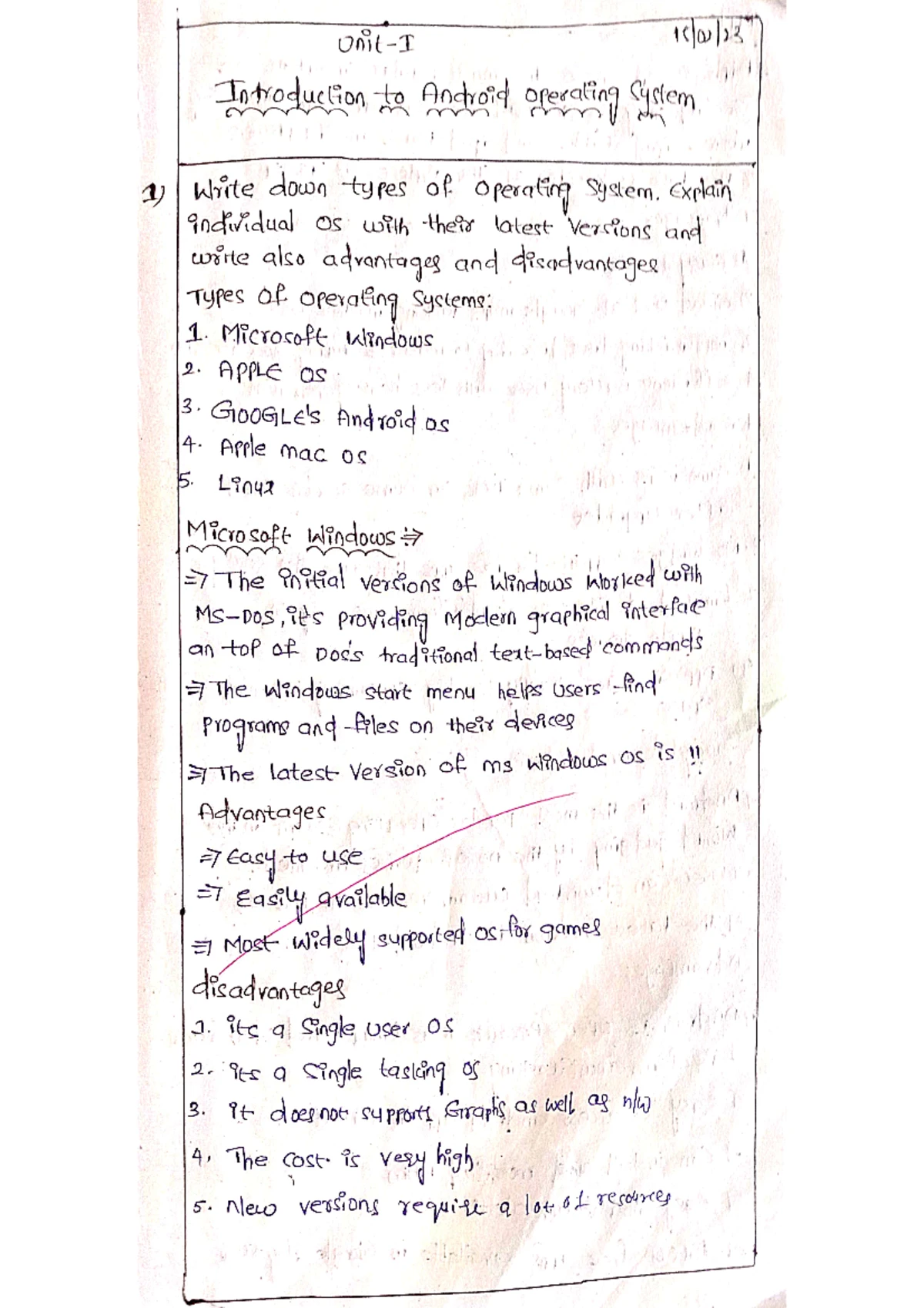 MAD Imp Questions By Aakash - UNIT – I 1.****ELABORATE ON ANDROID APP ...