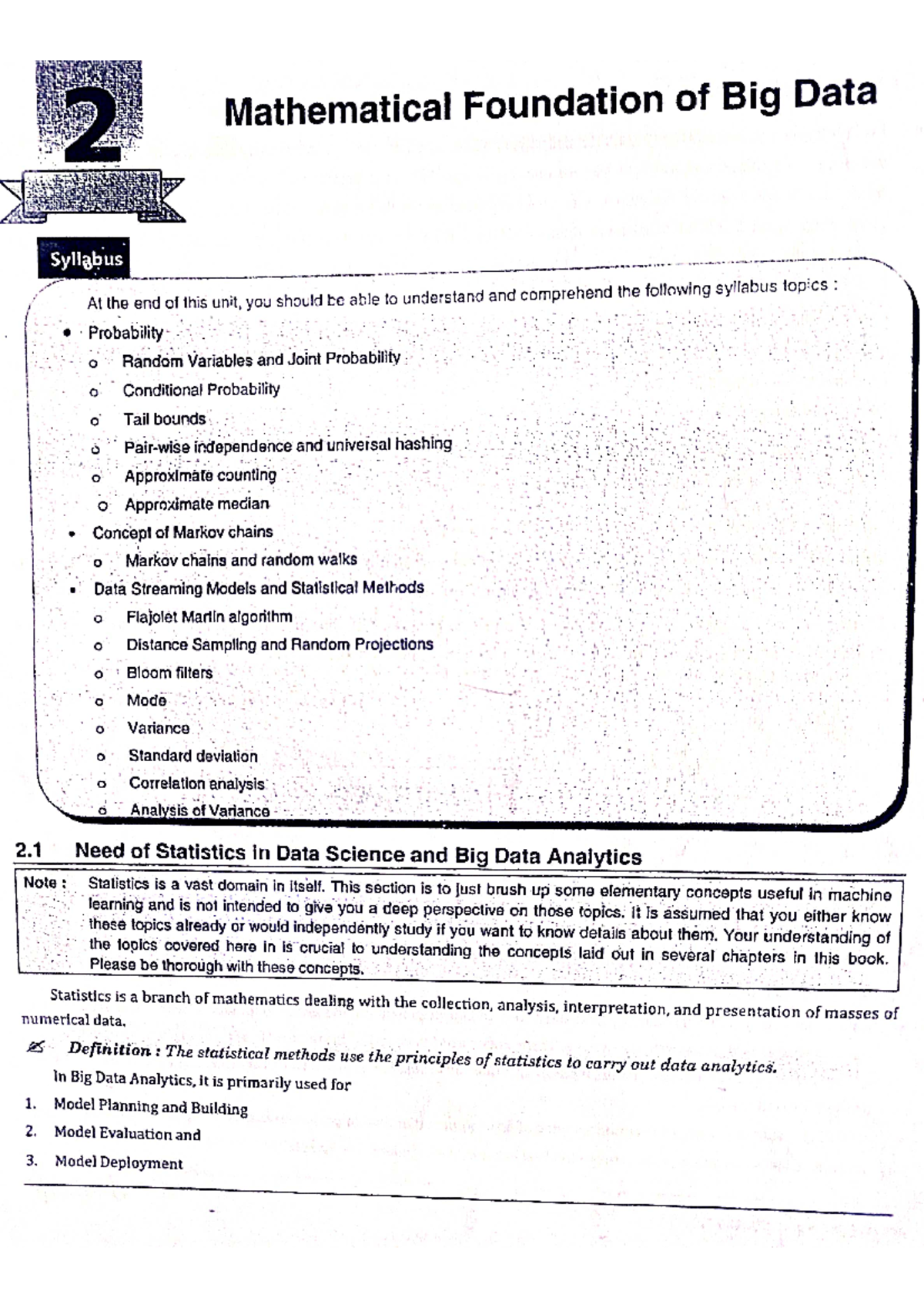 Dsbda Unit-02 Study Material and Key Concepts - Studocu