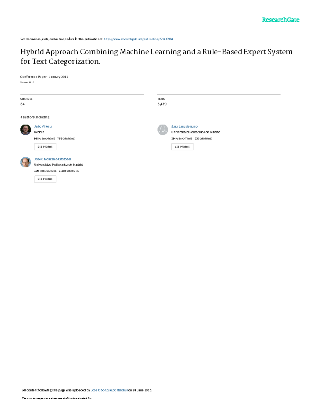 Hybrid Approach for Text Categorization: ML & Expert System (P6) - Studocu