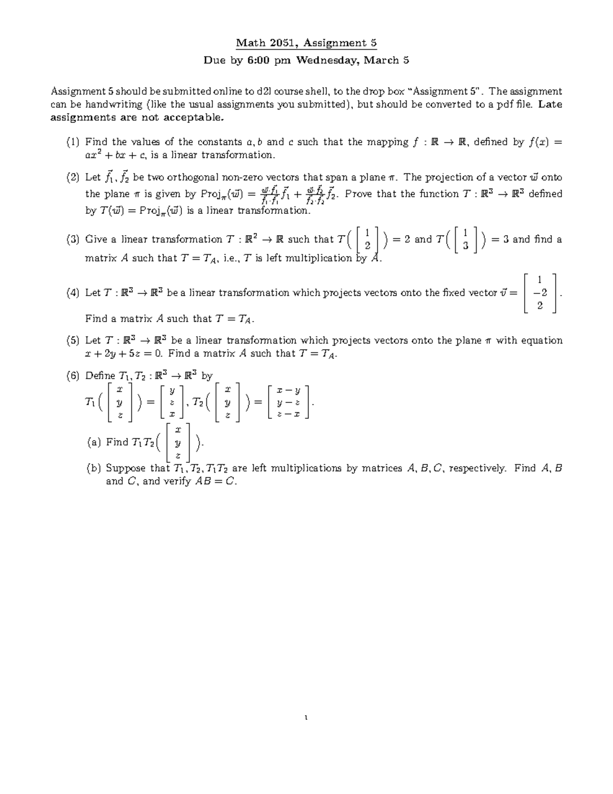 Home5-2025w - Home5-2025w - Math 2051, Assignment 5 Due by 6:00 pm ...