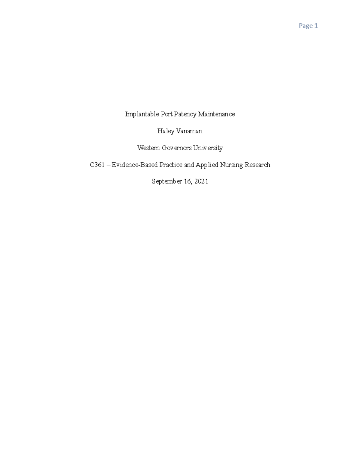 C361 - Evidence-Based Practice: Implantable Port Maintenance Analysis ...