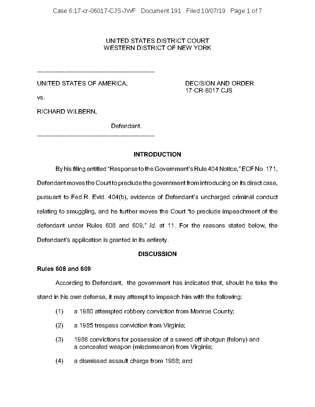 FRE 404 Case to Study - UNITED STATES DISTRICT COURT WESTERN DISTRICT ...