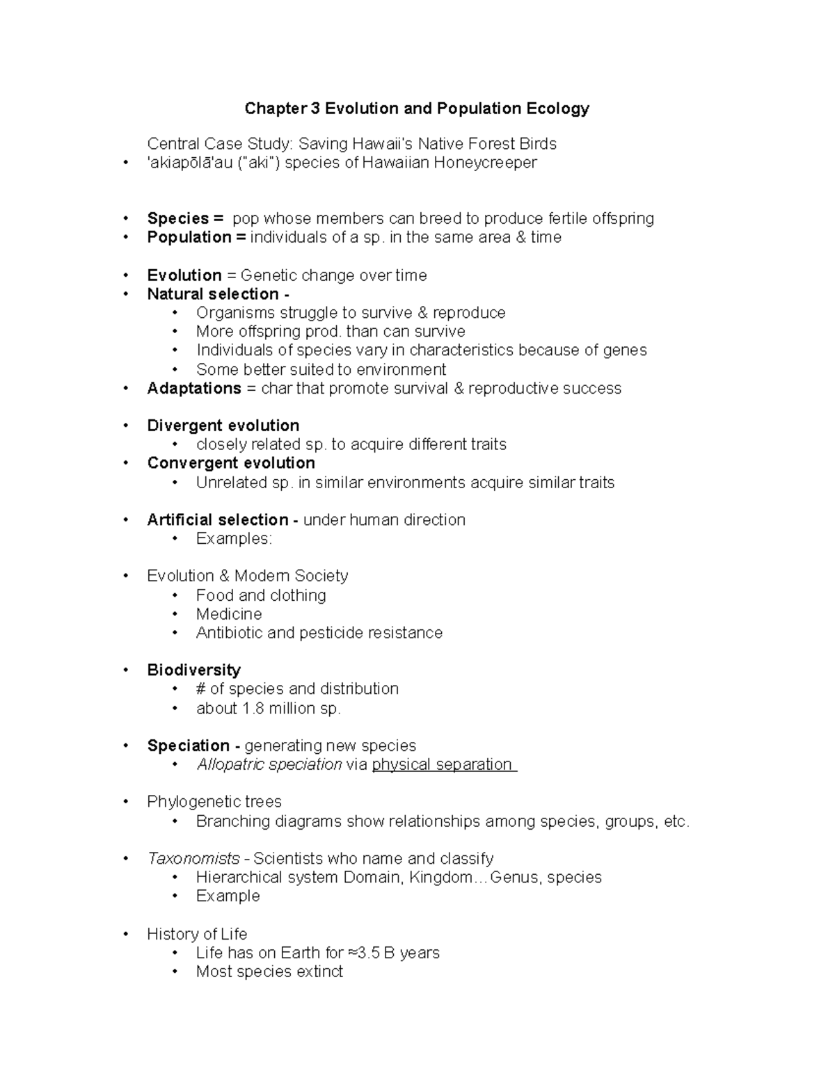 Chapter 3 Evolution and Population Ecology - Chapter 3 Evolution and ...