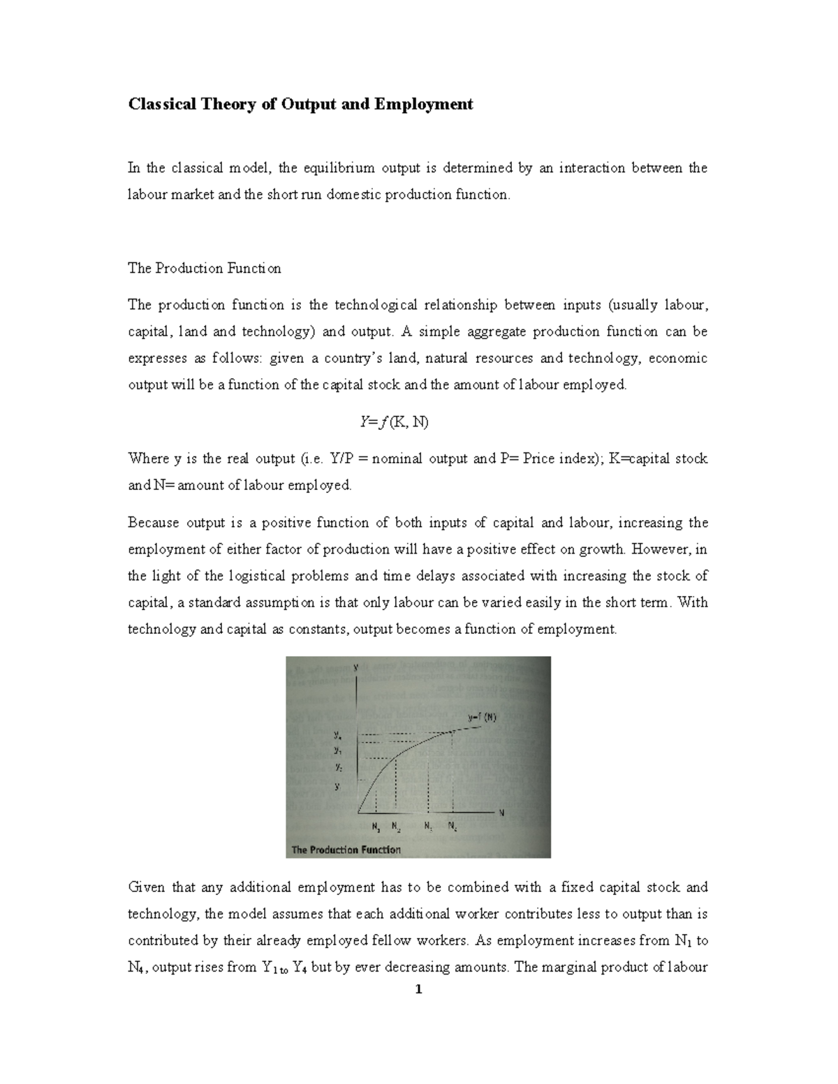 Module 2: Classical Theory of Output & Employment Overview - Studocu