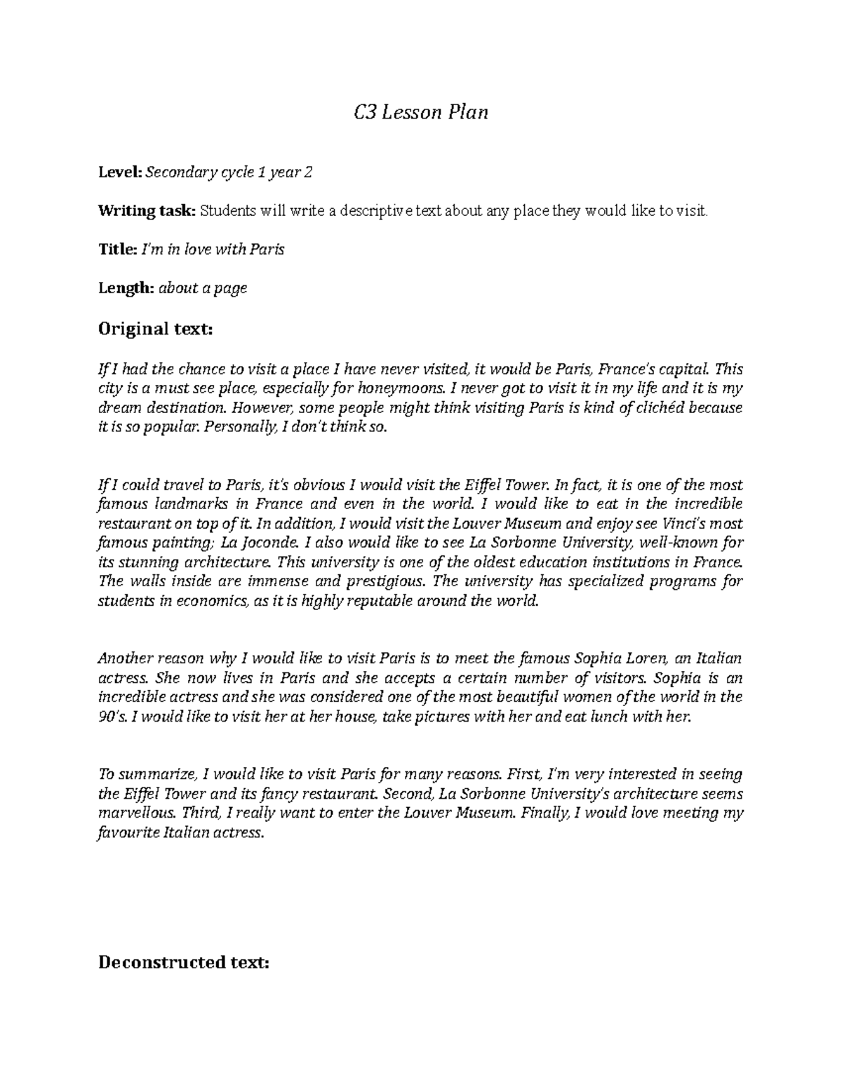 Handouts-C3-LP - Mandatory assignment : lesson plan + handouts - C3 ...