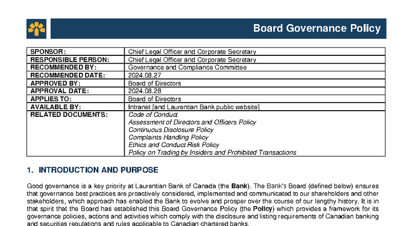 Board Governance Policy Overview: Key Roles and Responsibilities ...