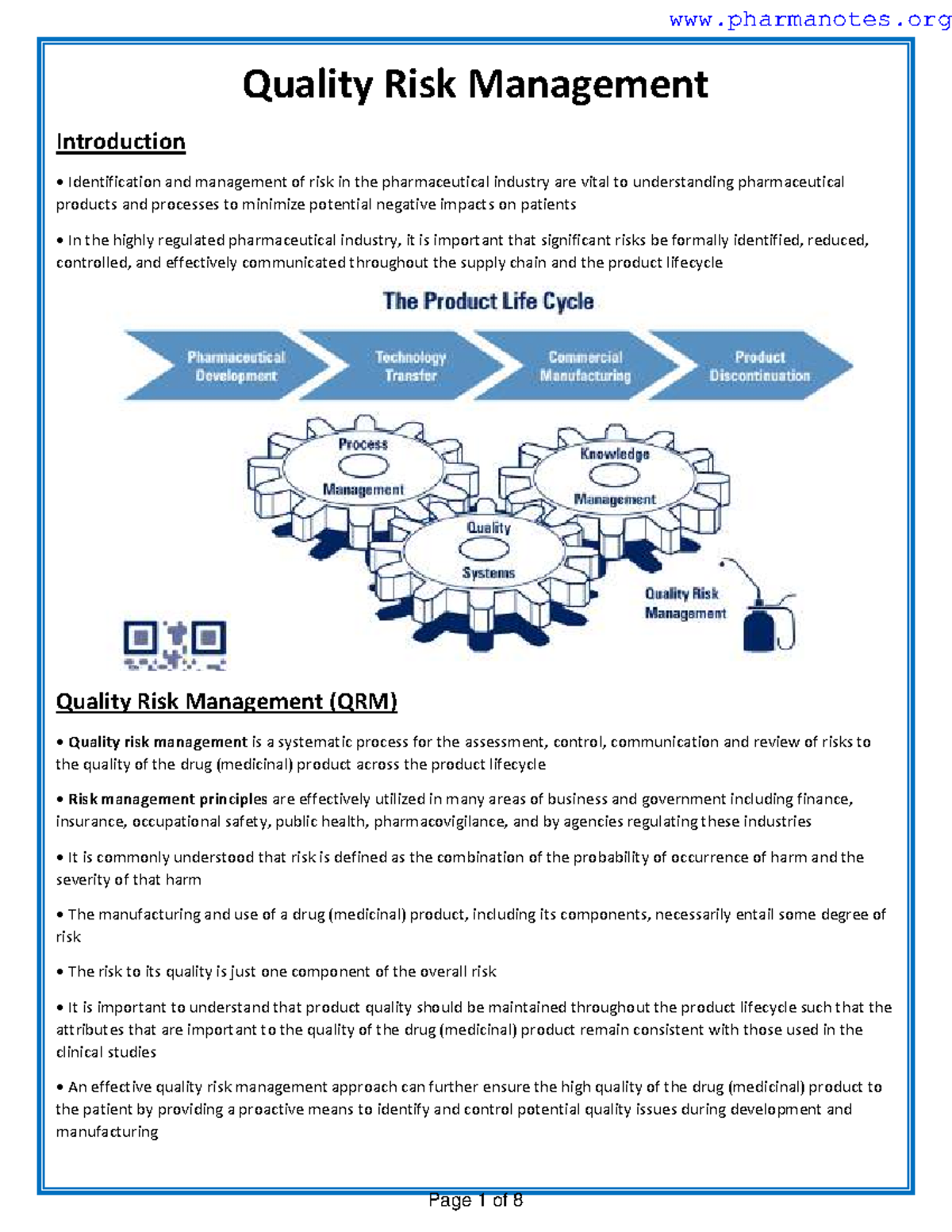BP702T 11. Quality Risk Management in Pharmaceuticals: Concepts & Tools ...