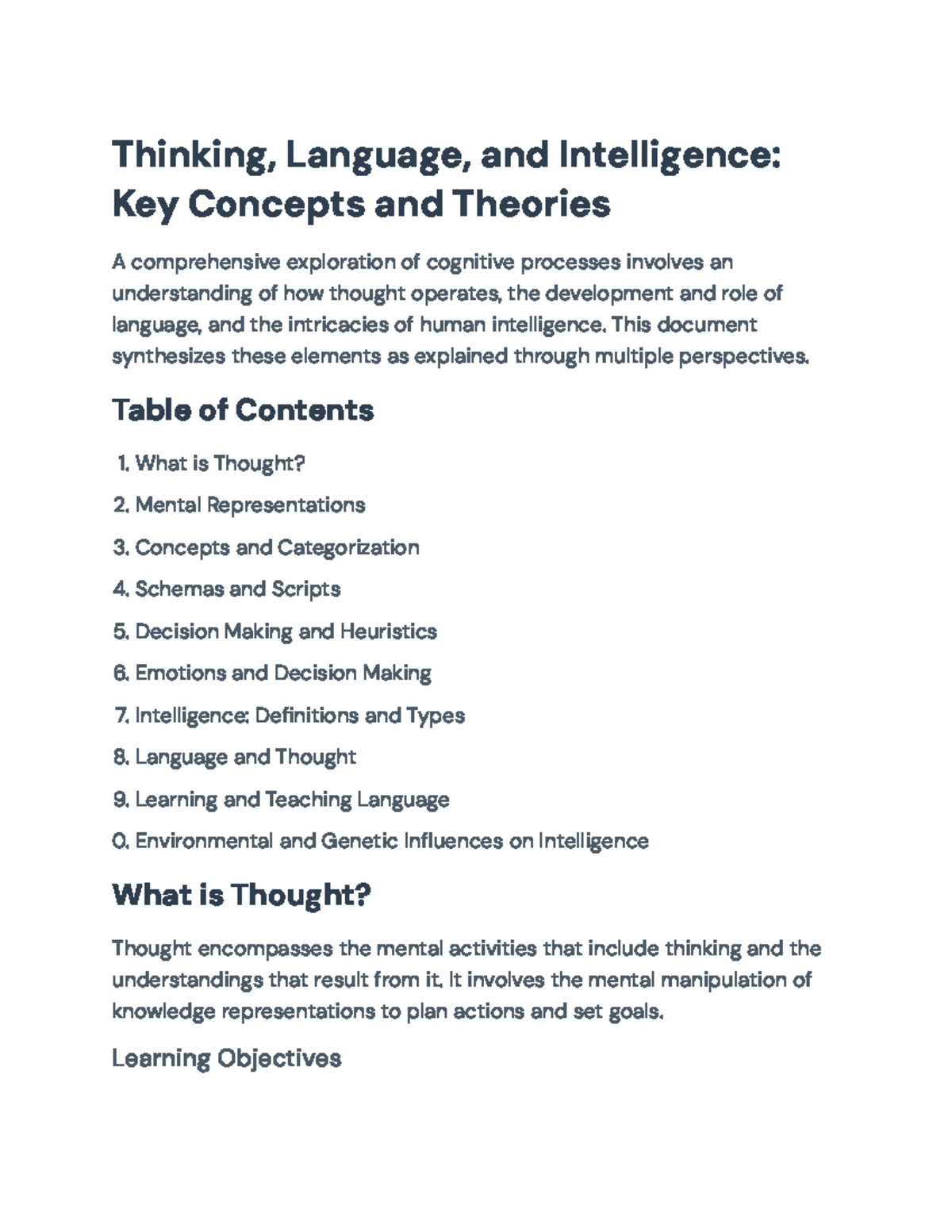Cognitive Processes: Understanding Thought, Language, and Intelligence ...