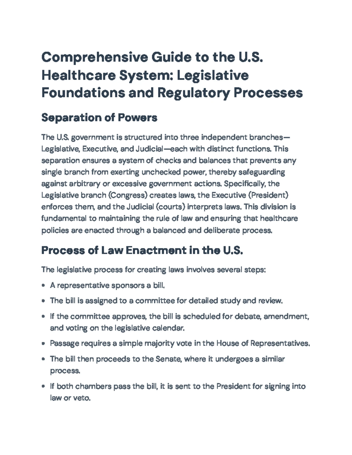 Comprehensive Overview of U.S. Healthcare Legislation and Its Impact ...