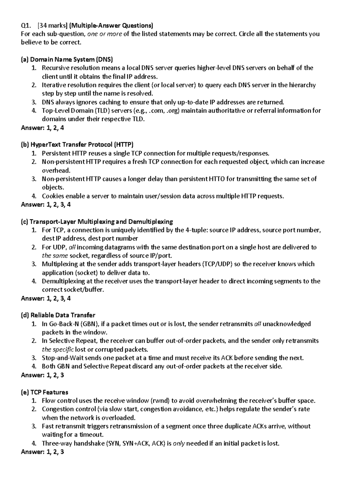 Ccen356 Midterm Solutions: DNS, HTTP, TCP, and UDP Concepts - Studocu