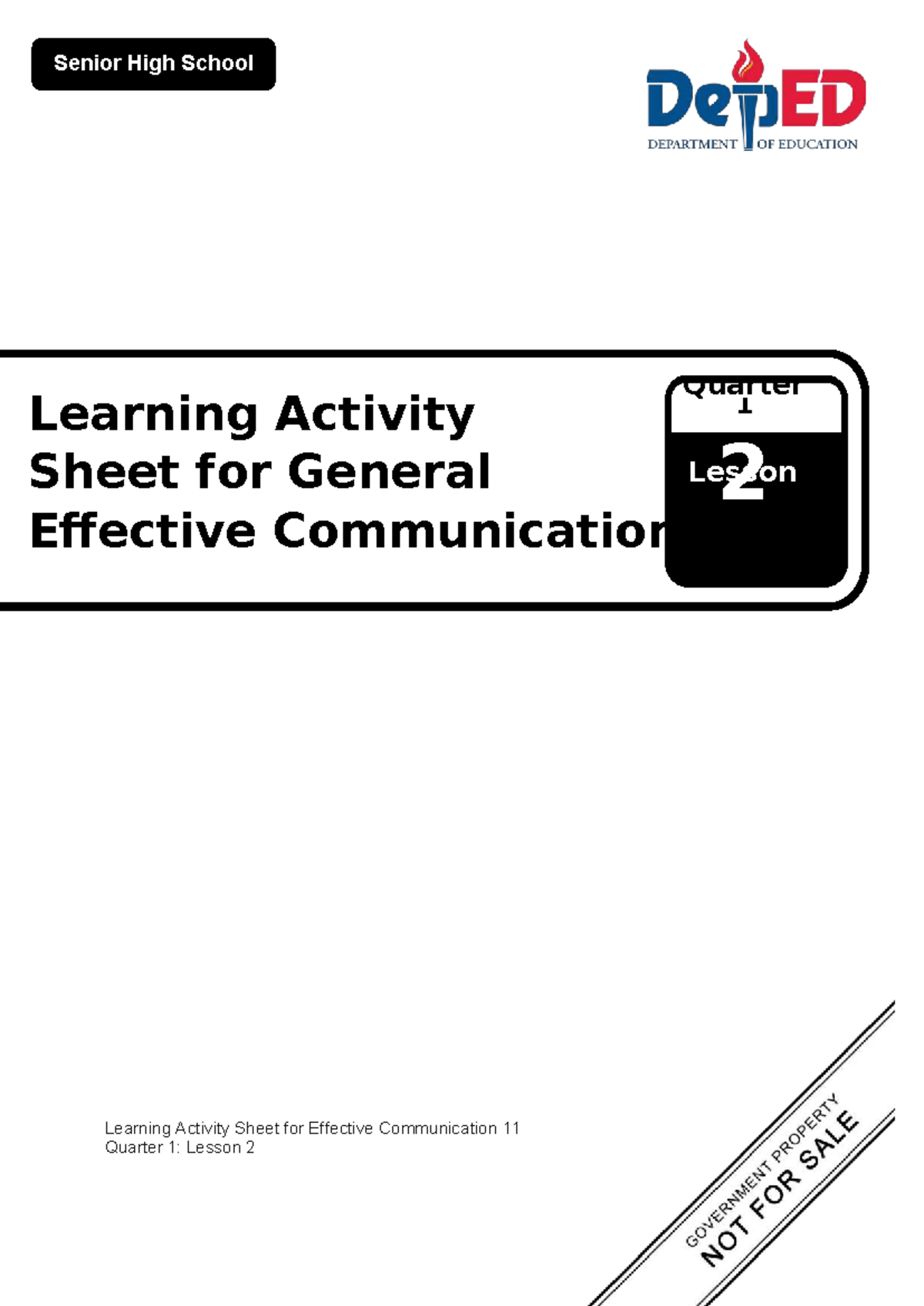 SHS EC Q1 LAS 2: Intrapersonal Communication & Online Presence - Studocu