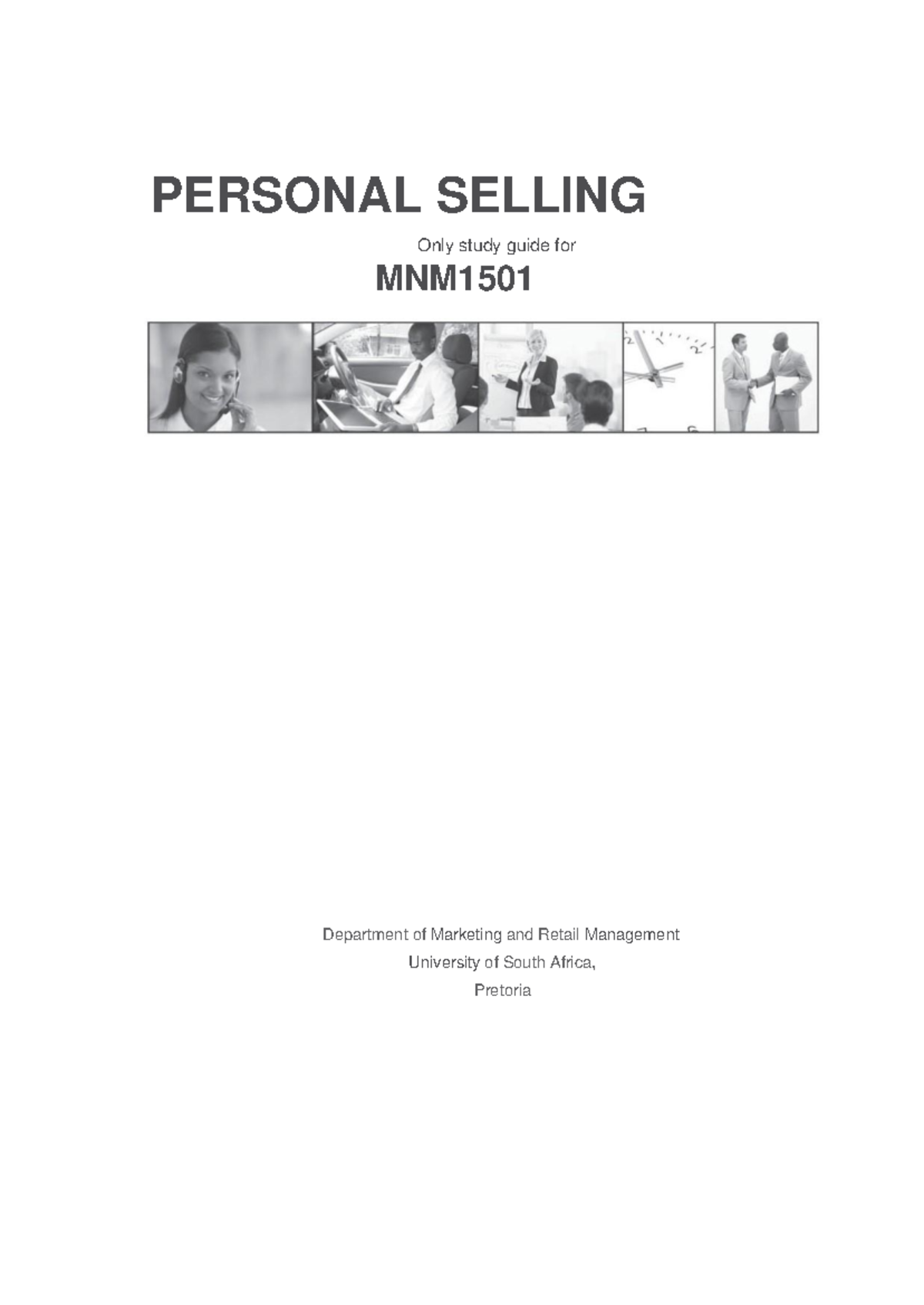 MNM1501 Personal Selling Study Guide: Key Concepts & Assignments - Studocu