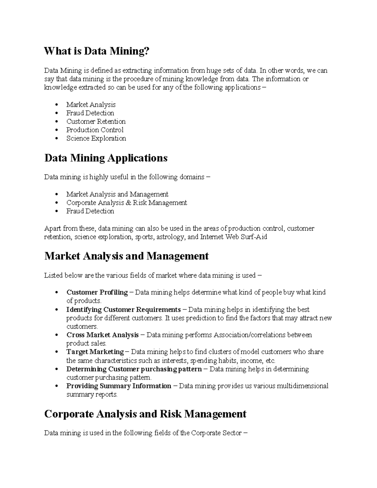 Data Mining Overview: Concepts, Applications, and Challenges - Studocu