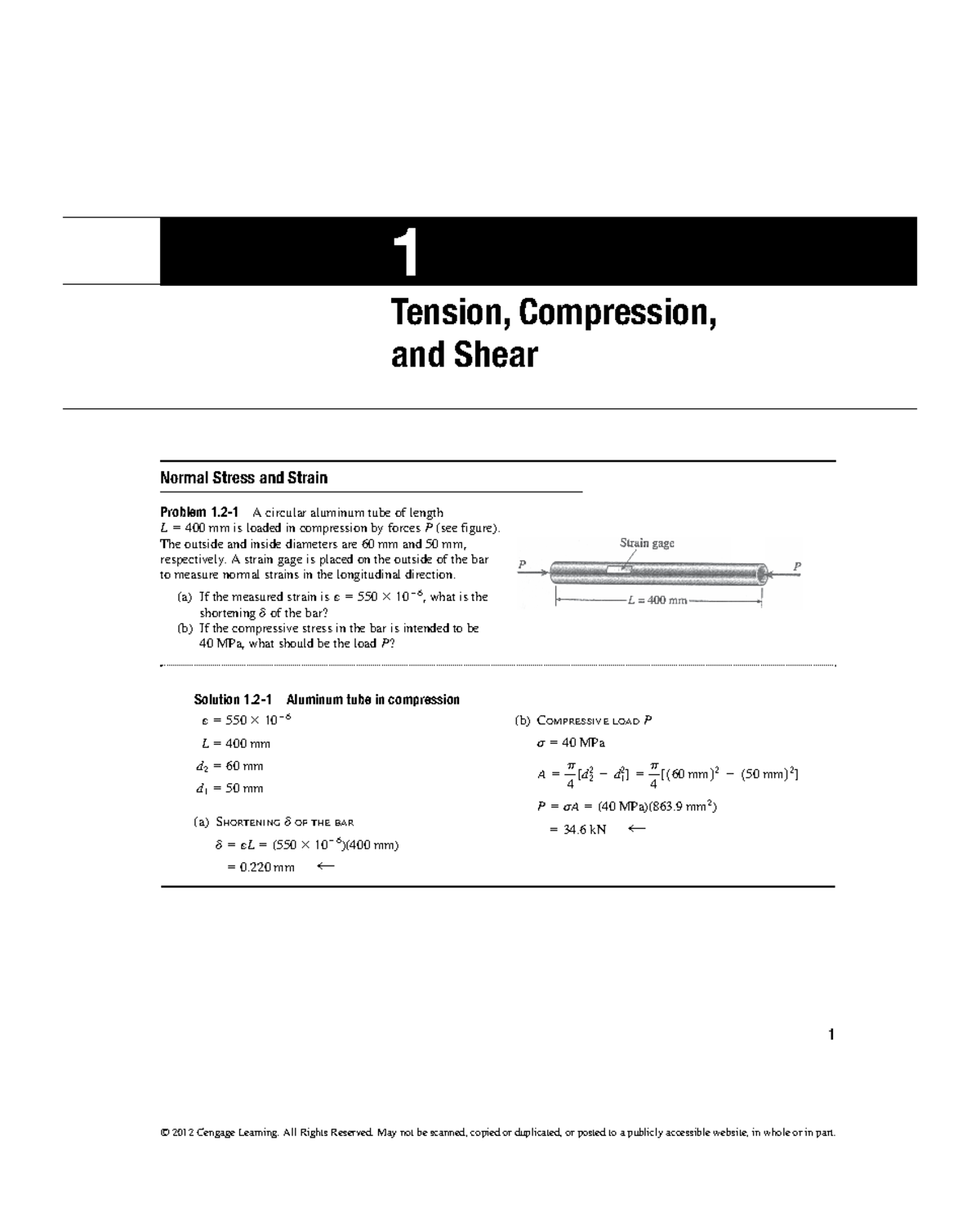 Mechanics of Materials ME 402 Chapter 1 Solutions and Analysis - Studocu