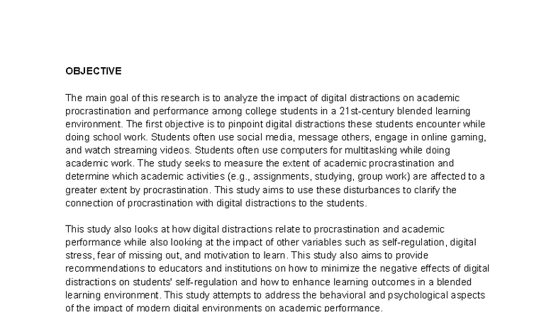 Impact of Digital Distractions on Academic Performance: Research Gap ...