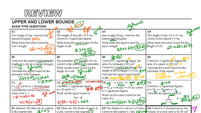 Upper and Lower Bounds Questions G145: A1-D4 Solutions - Studocu
