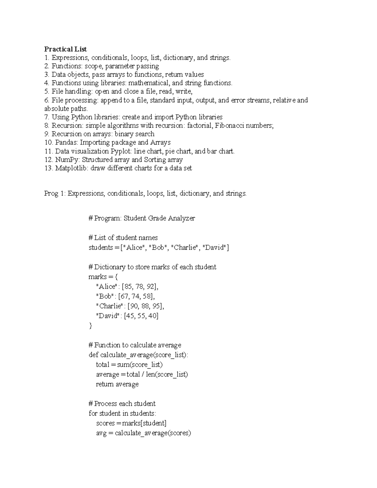 Python Programming Concepts and Techniques: Practical List 1 - Studocu