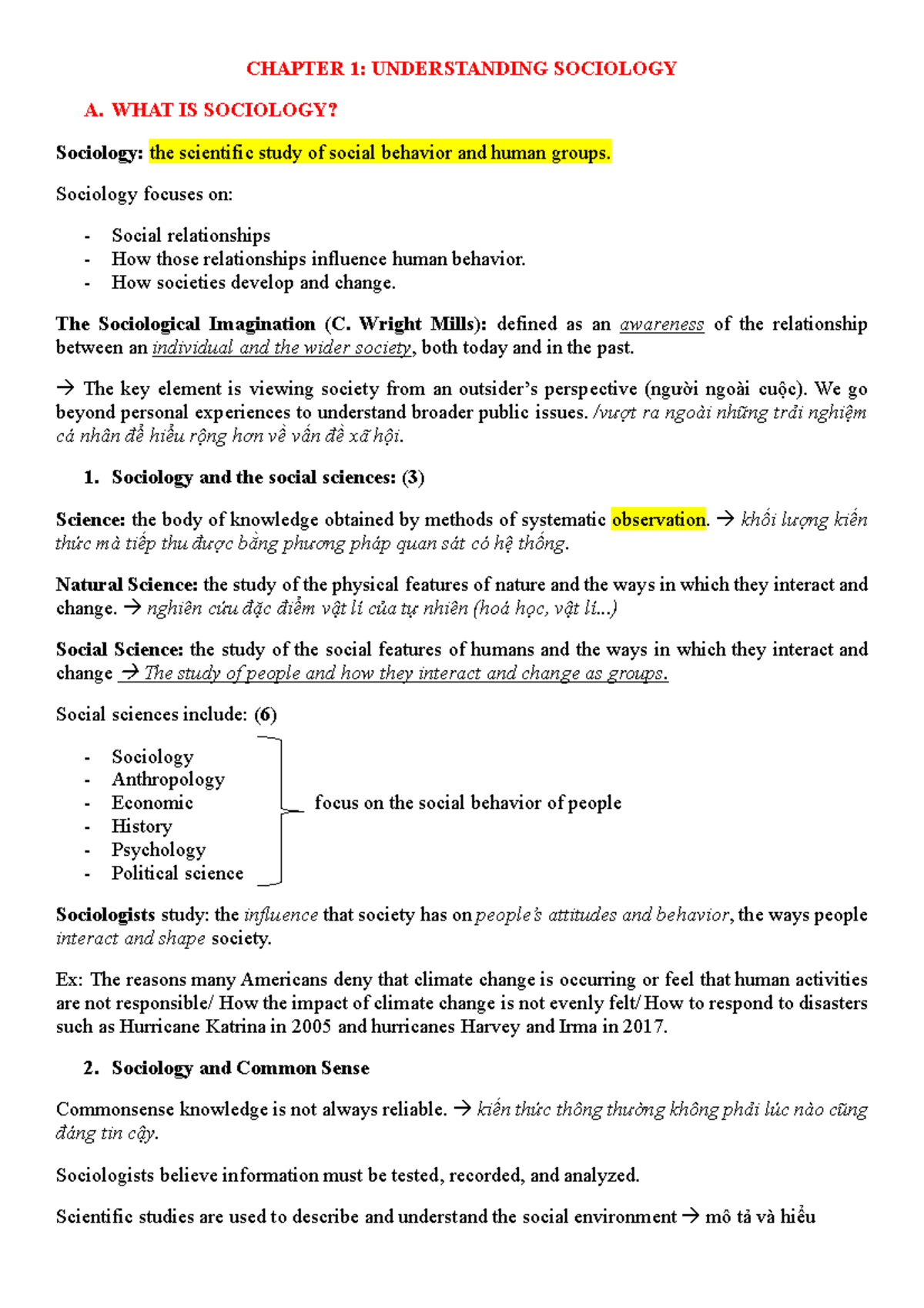 Chapter 1 Summary: Understanding Sociology Concepts and Theories - Studocu