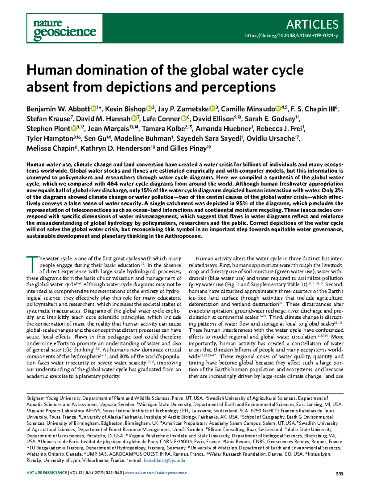 Human Impact on Global Water Cycle: A Critical Review (GEOS 101) - Studocu