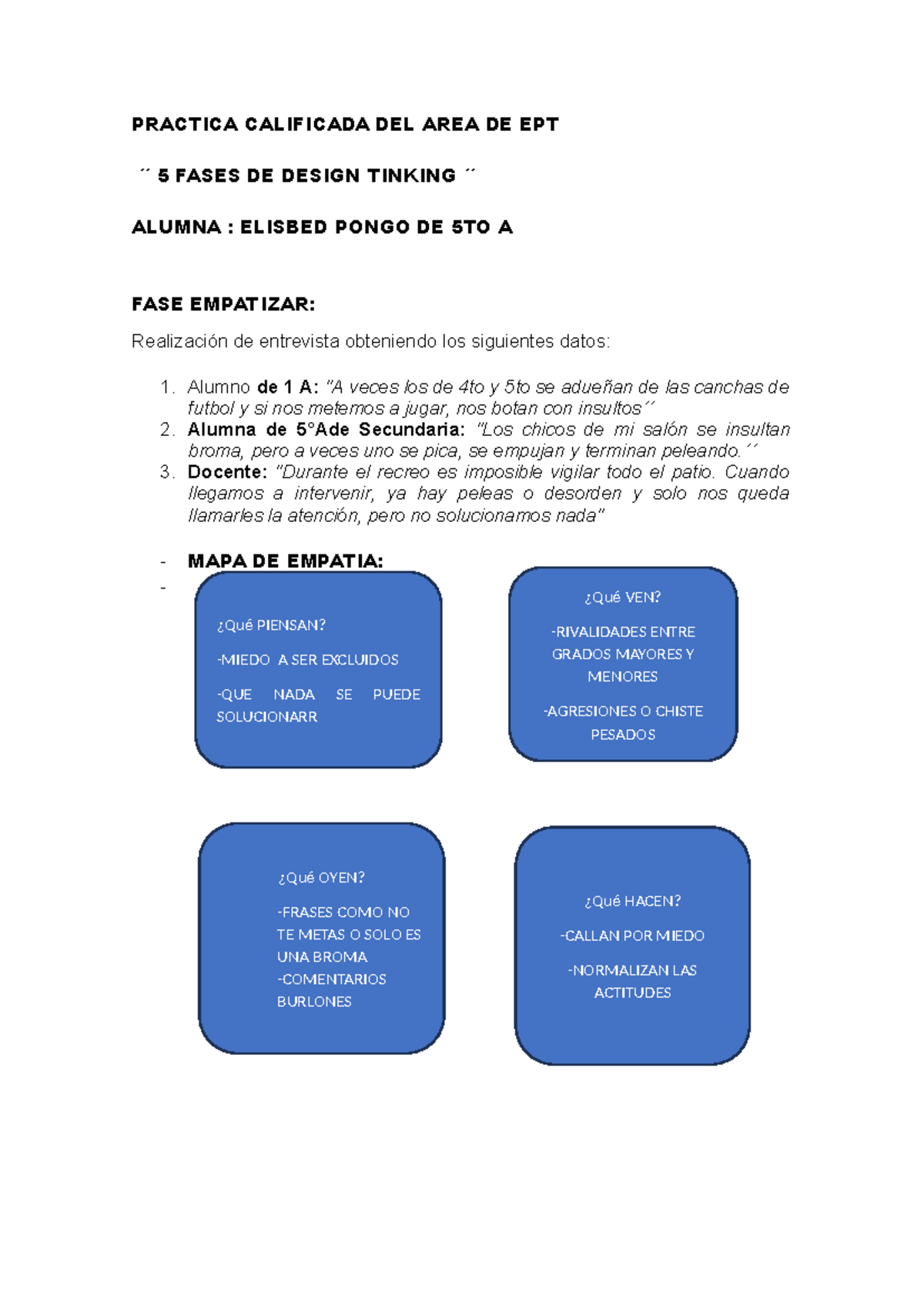 PRACTICA CALIFICADA EPT 5: FASES DE DESIGN THINKING - ELISBET PONGO ...