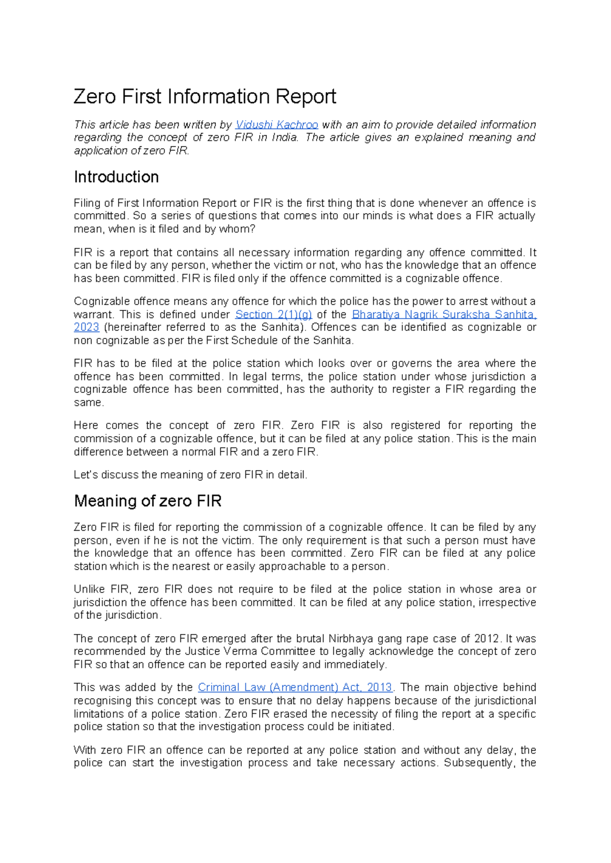 Final Zero First Information Report - Zero First Information Report ...