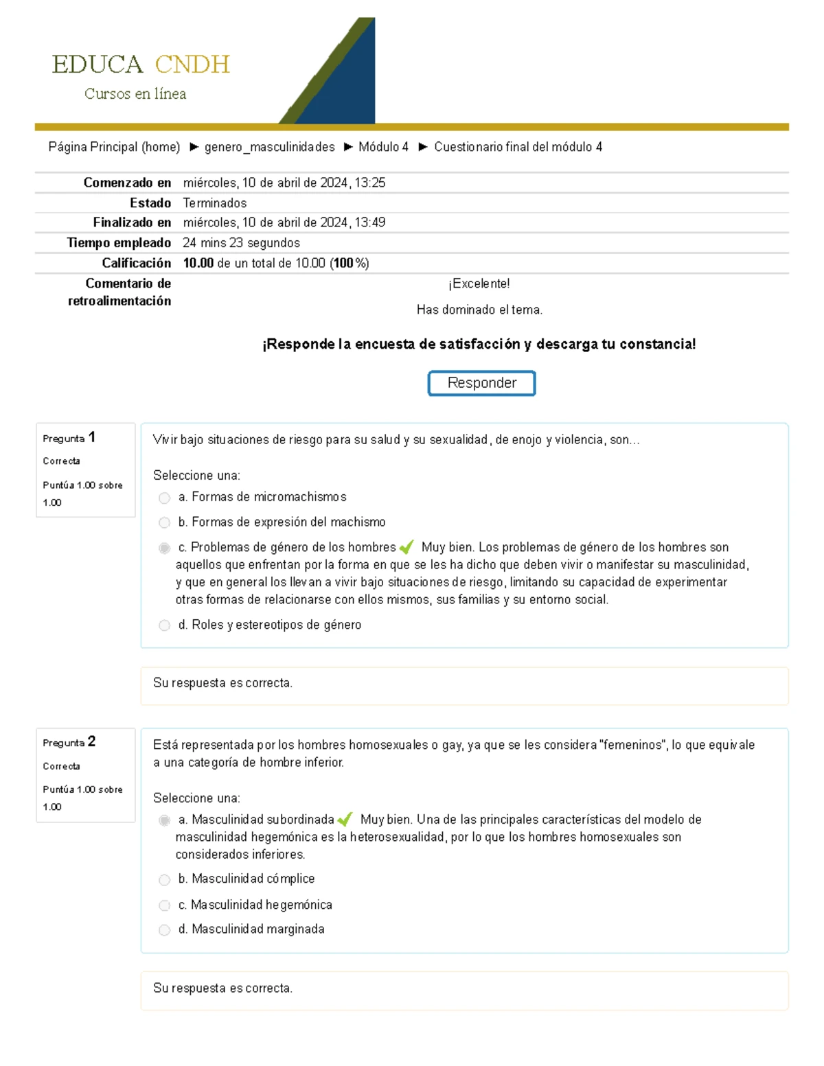 Examen Final Modulo 4 CURSO GENERO MASCULINIDADES CNDH - EDUCA CNDH ...