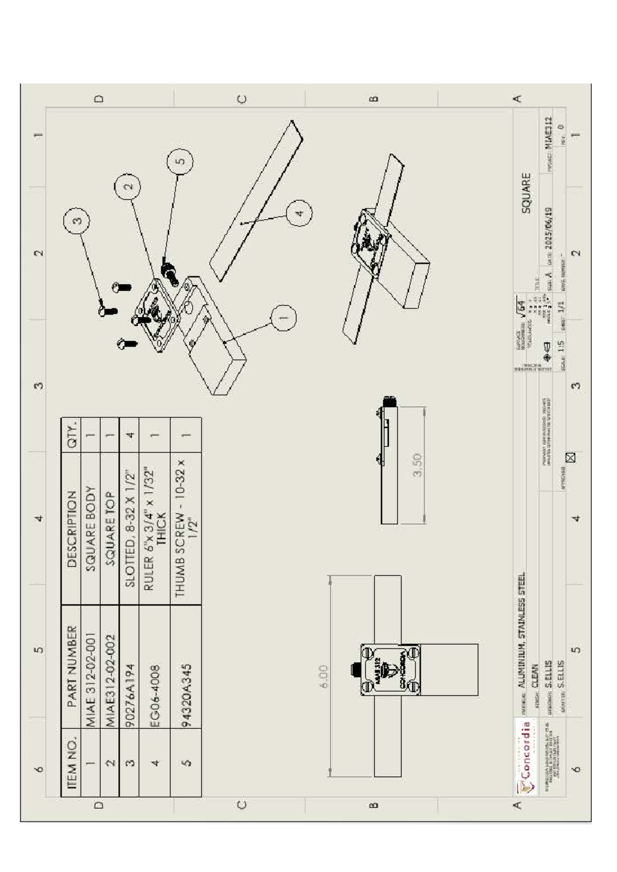 MIAE312 Lab Assembly Drawing - Item List and Specifications - Studocu