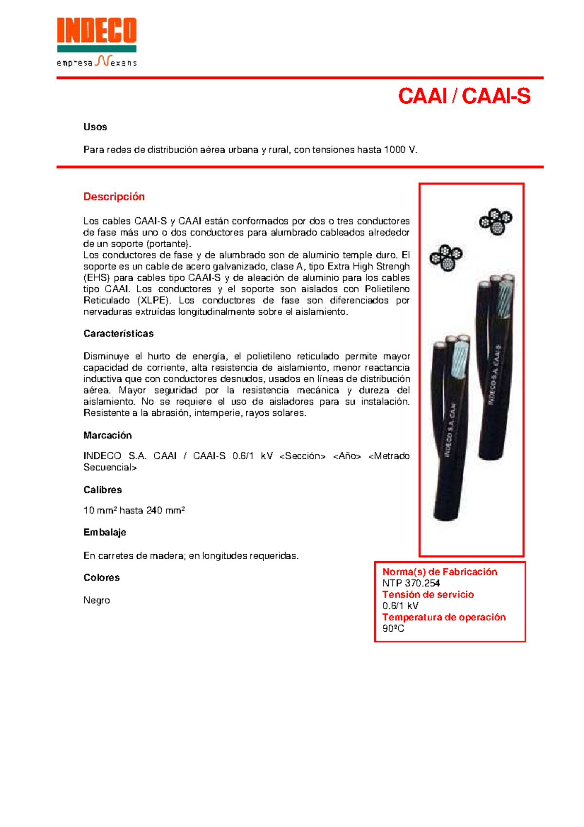 CAAII Usos y Características de Cables Autoportantes de Aluminio - Studocu
