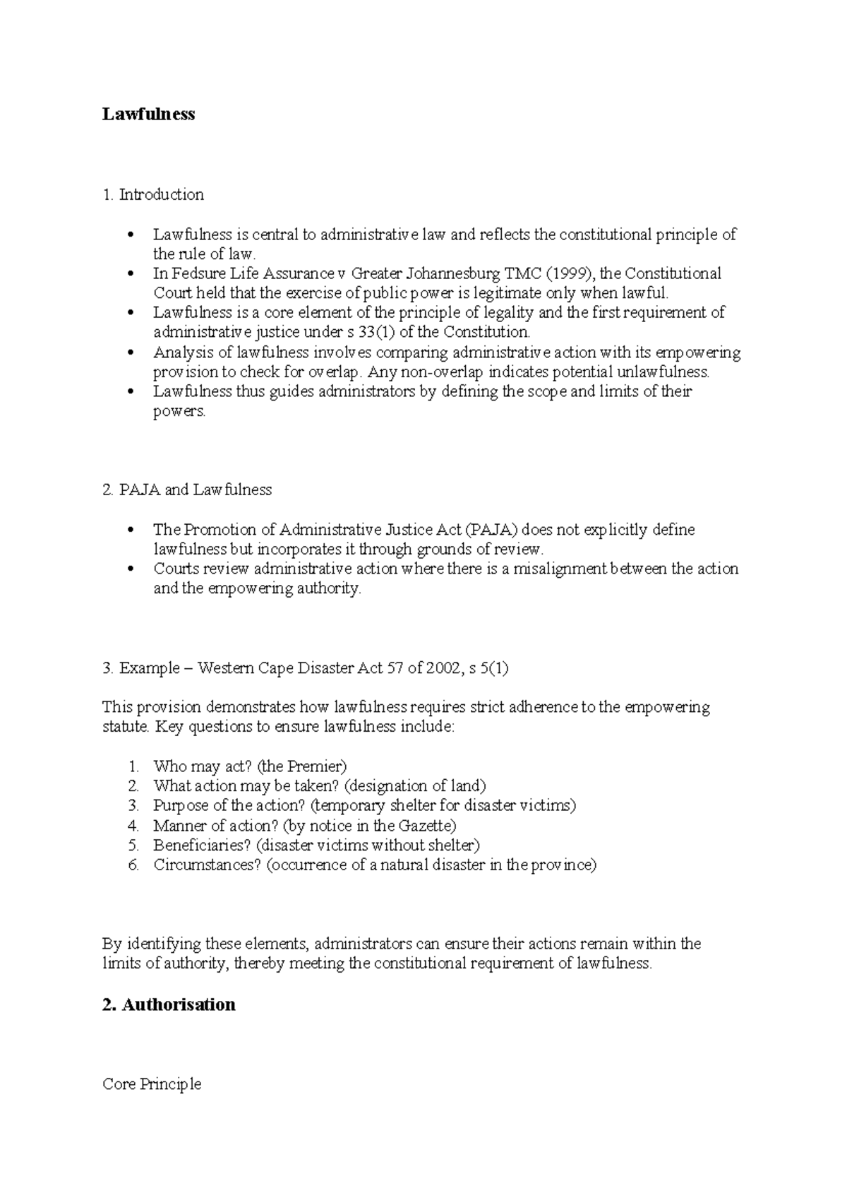 Administrative Law Test 2 Prep: Lawfulness & Procedural Fairness - Studocu