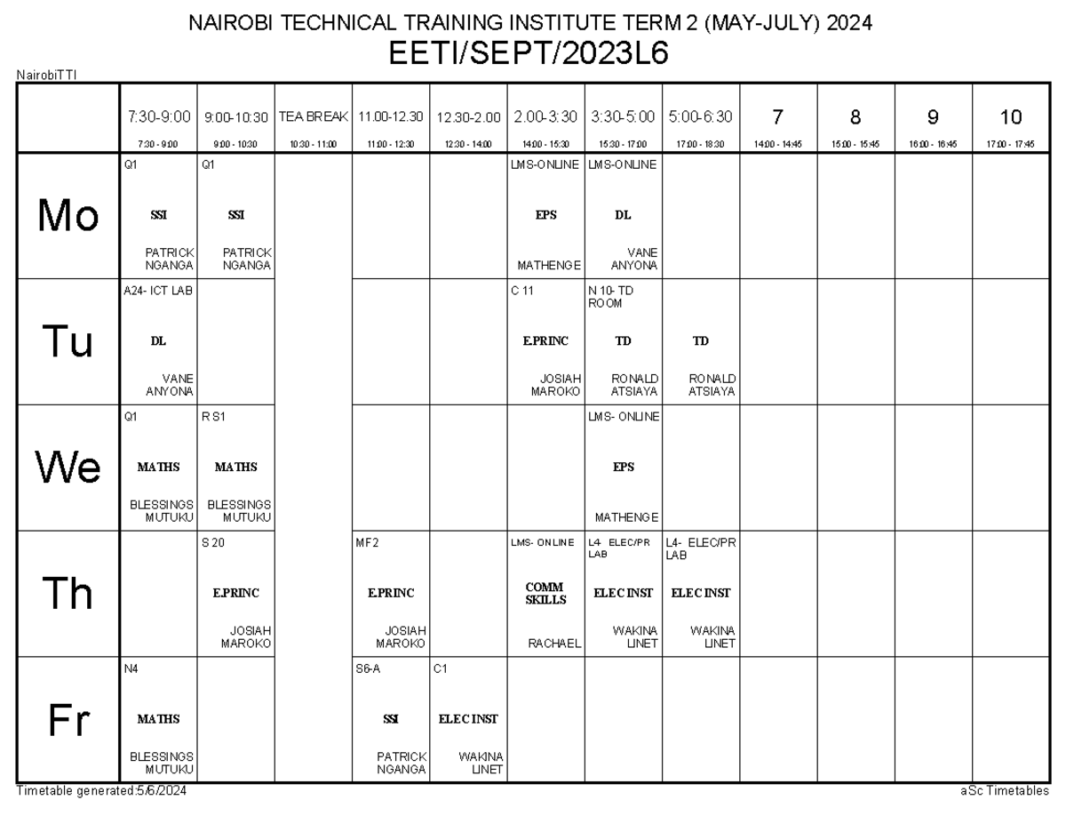 Electrical Classes 06-05-2024 - NairobiTTI SSI PATRICK NGANGA Q SSI ...